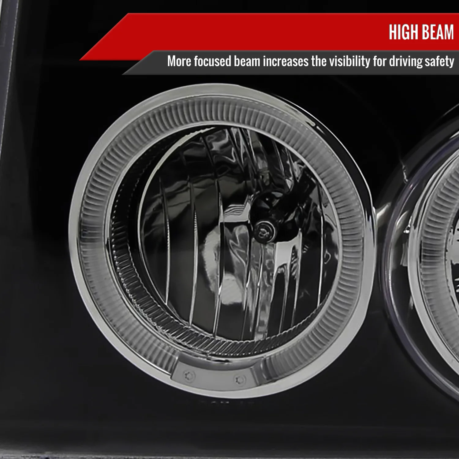 1992-1996 Ford F-150 F-250 F-350 Bronco Dual Halo Headlights - V2 Black - Image 3