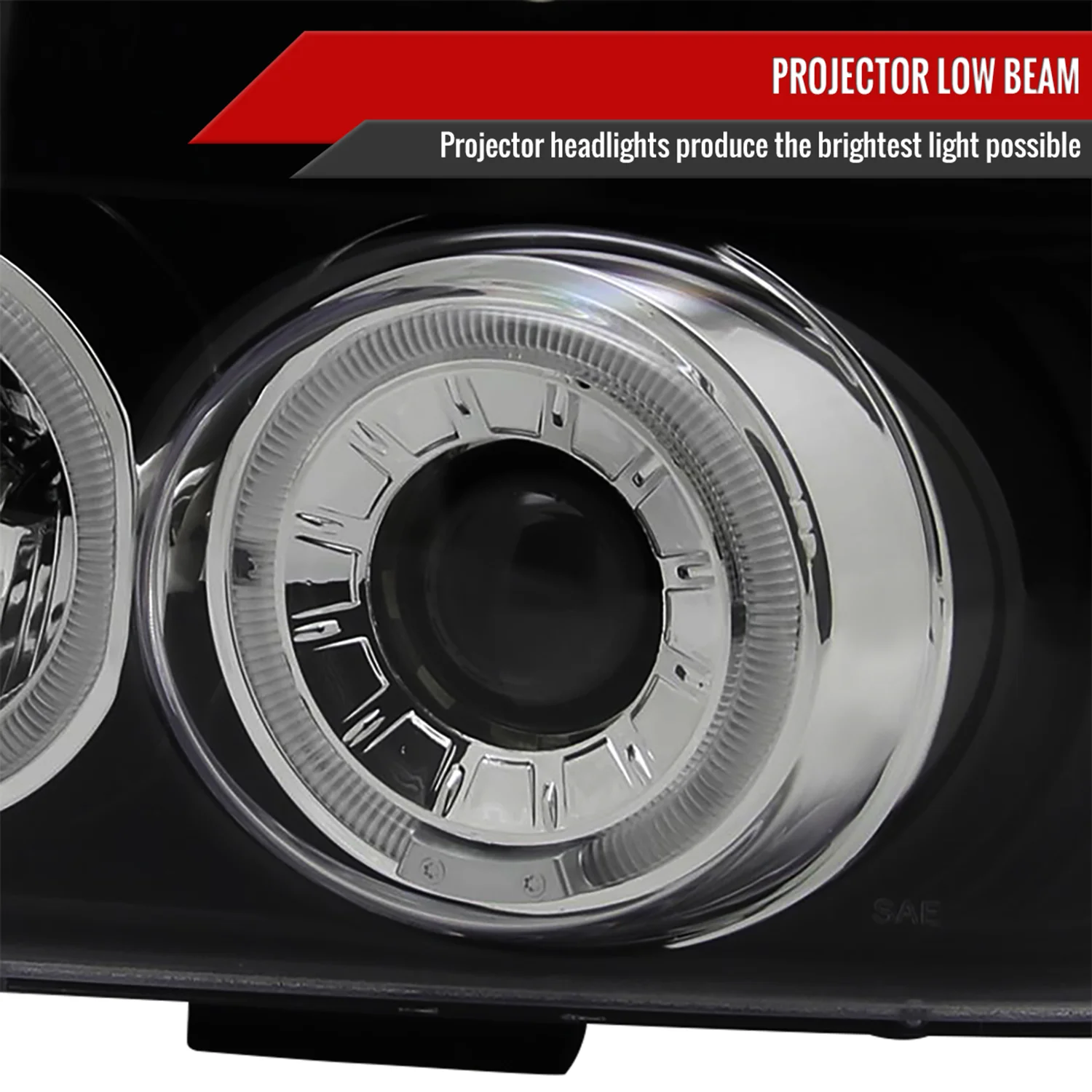 1992-1996 Ford F-150 F-250 F-350 Bronco Dual Halo Headlights - V2 Black - Image 4