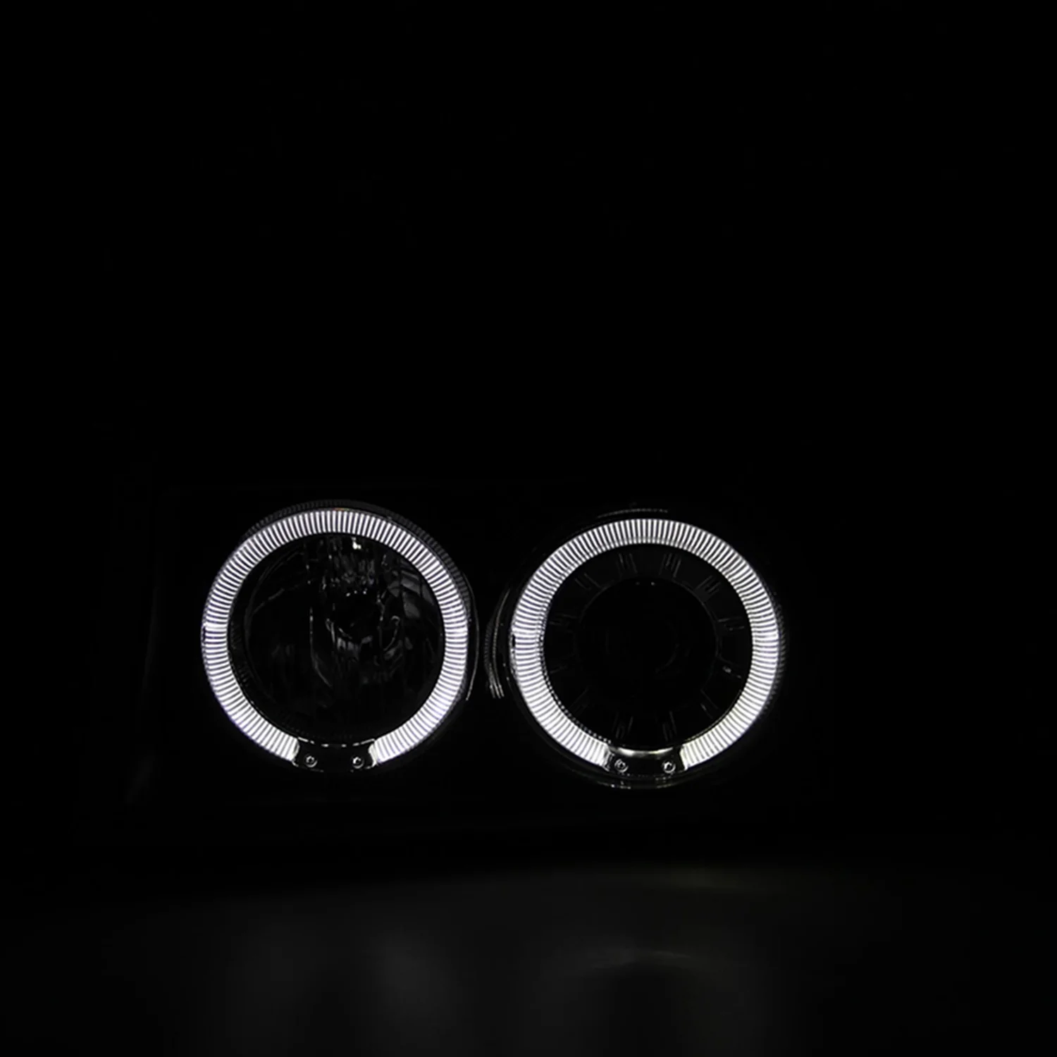 1992-1996 Ford F-150 F-250 F-350 Bronco Dual Halo Projector Headlights Black - Image 2