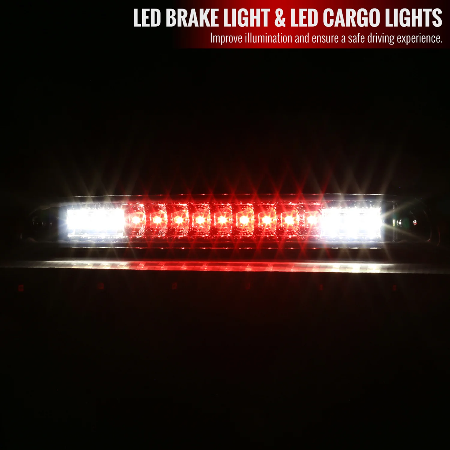 1992-1996 Ford F-150/F-250/F-350/Bronco LED 3rd Brake Light Chrome/Smoke Lens - Image 2