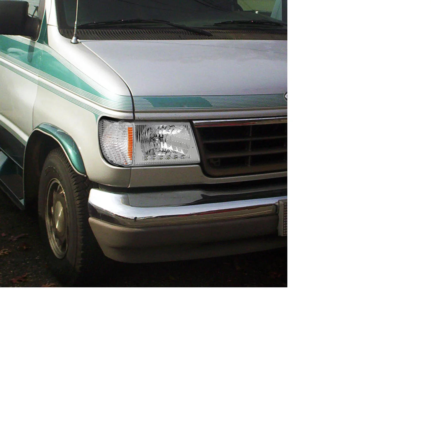 1992-2006 Ford Econoline Factory Headlights w/SMD LED Light Strip Chrome/Clear - Image 10