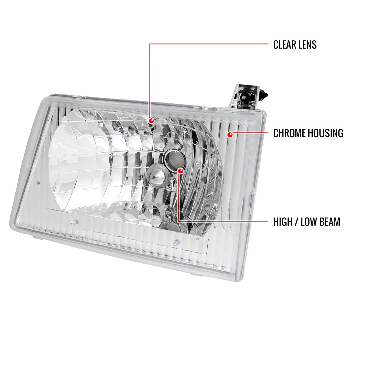 1992-2006 Ford Econoline Factory Style Crystal Headlights Chrome/Clear Lens - Image 9