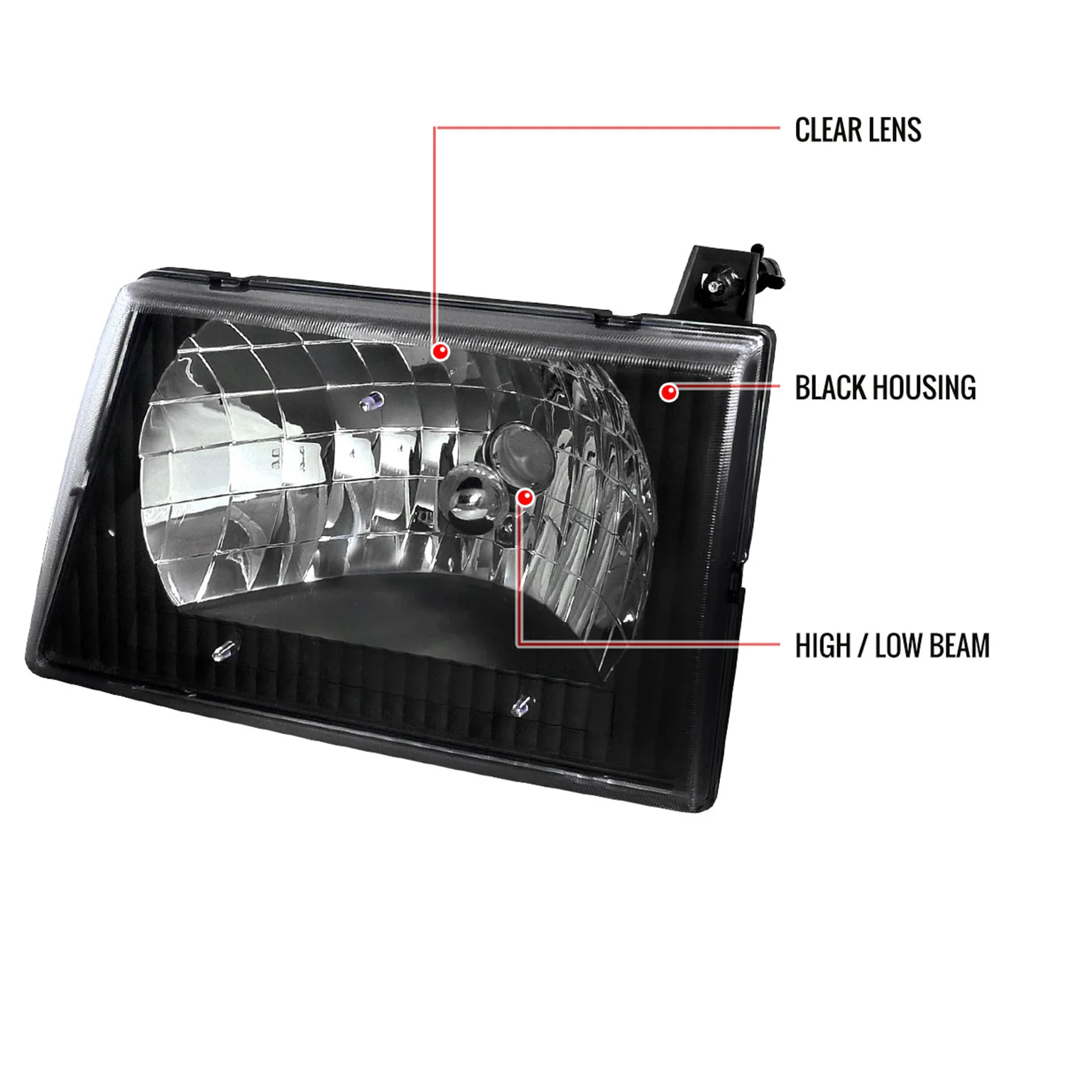 1992-2006 Ford Econoline Factory Style Crystal Headlights Matte Black/Clear - Image 9