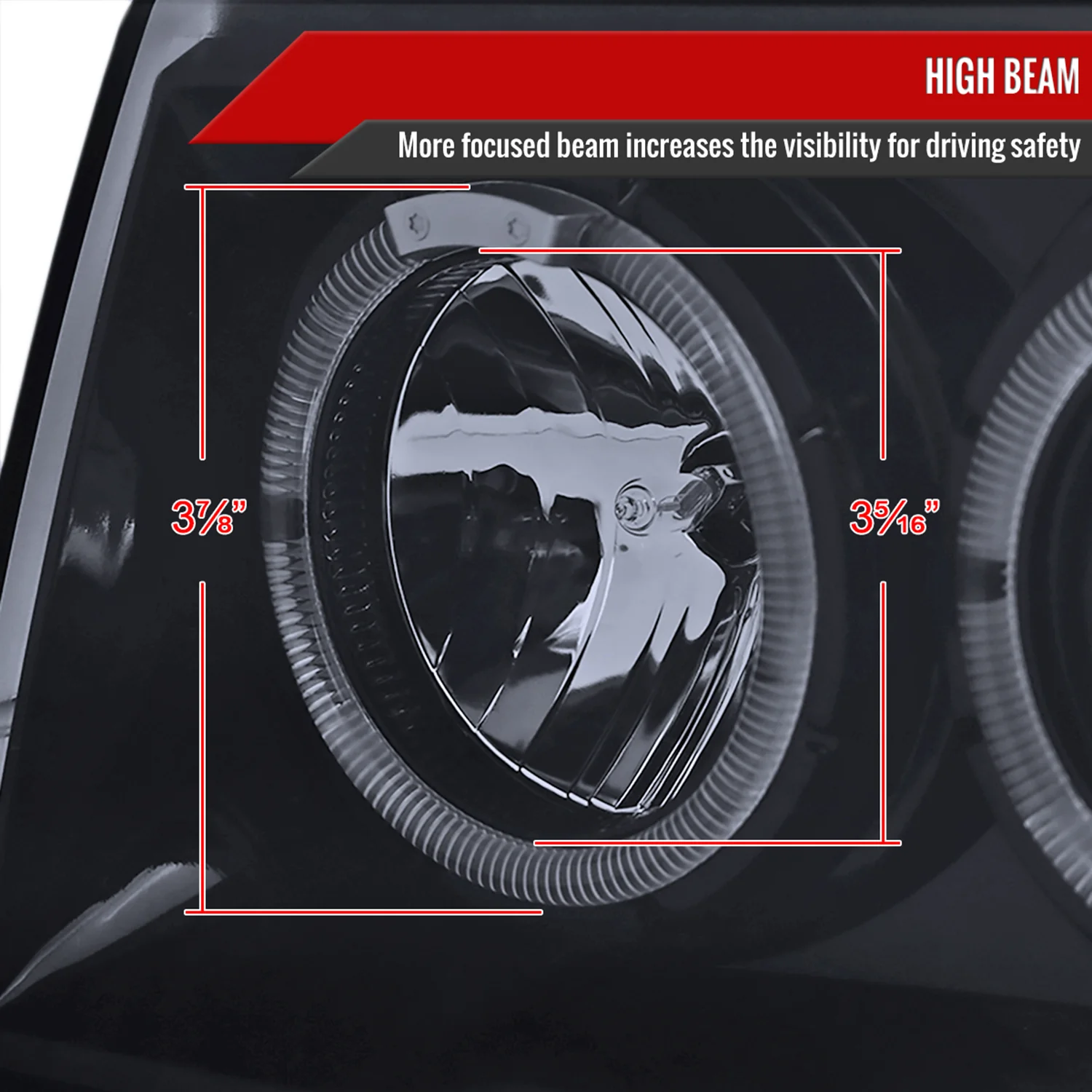 1993-1996 Jeep Grand Cherokee Dual Halo Projector Headlights Black/Smoke - Image 4
