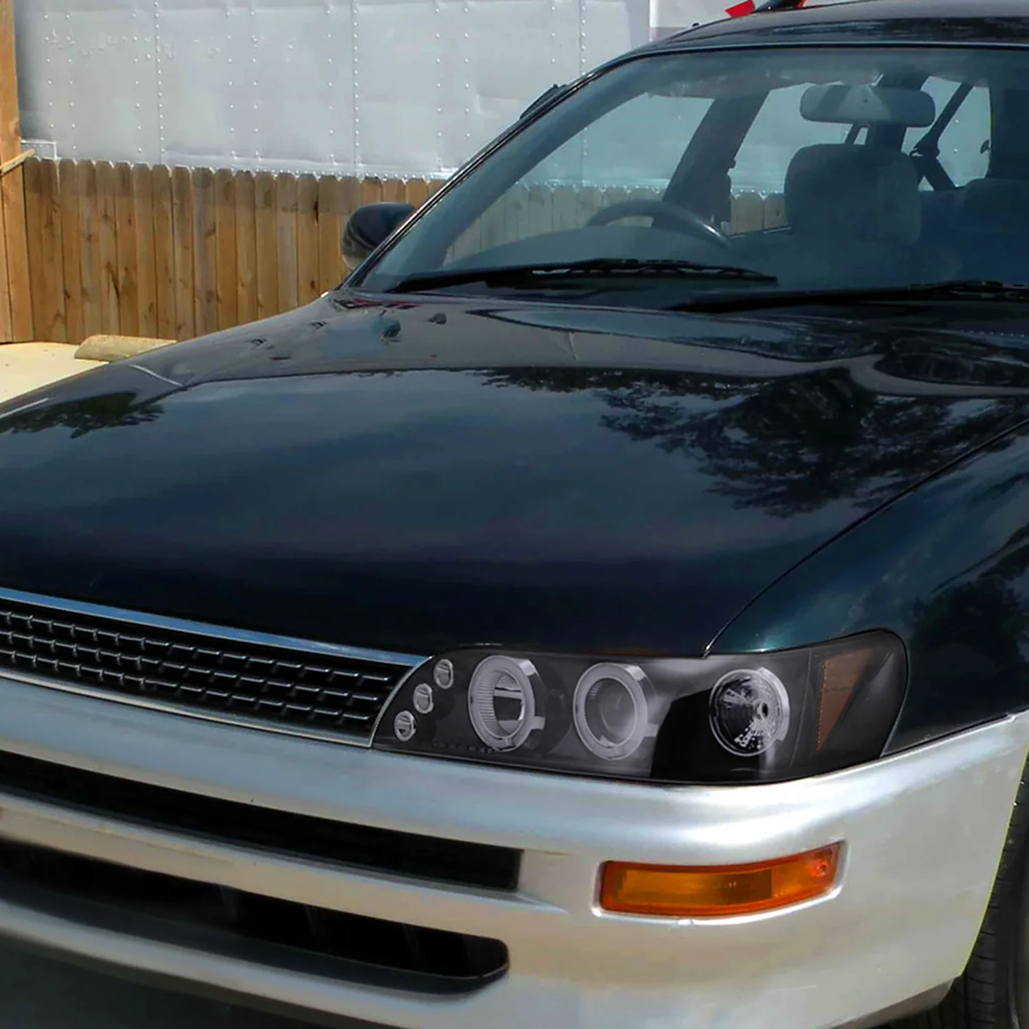 1993-1997 Toyota Corolla Dual Halo Projector Headlights Glossy Black/Smoke - Image 10