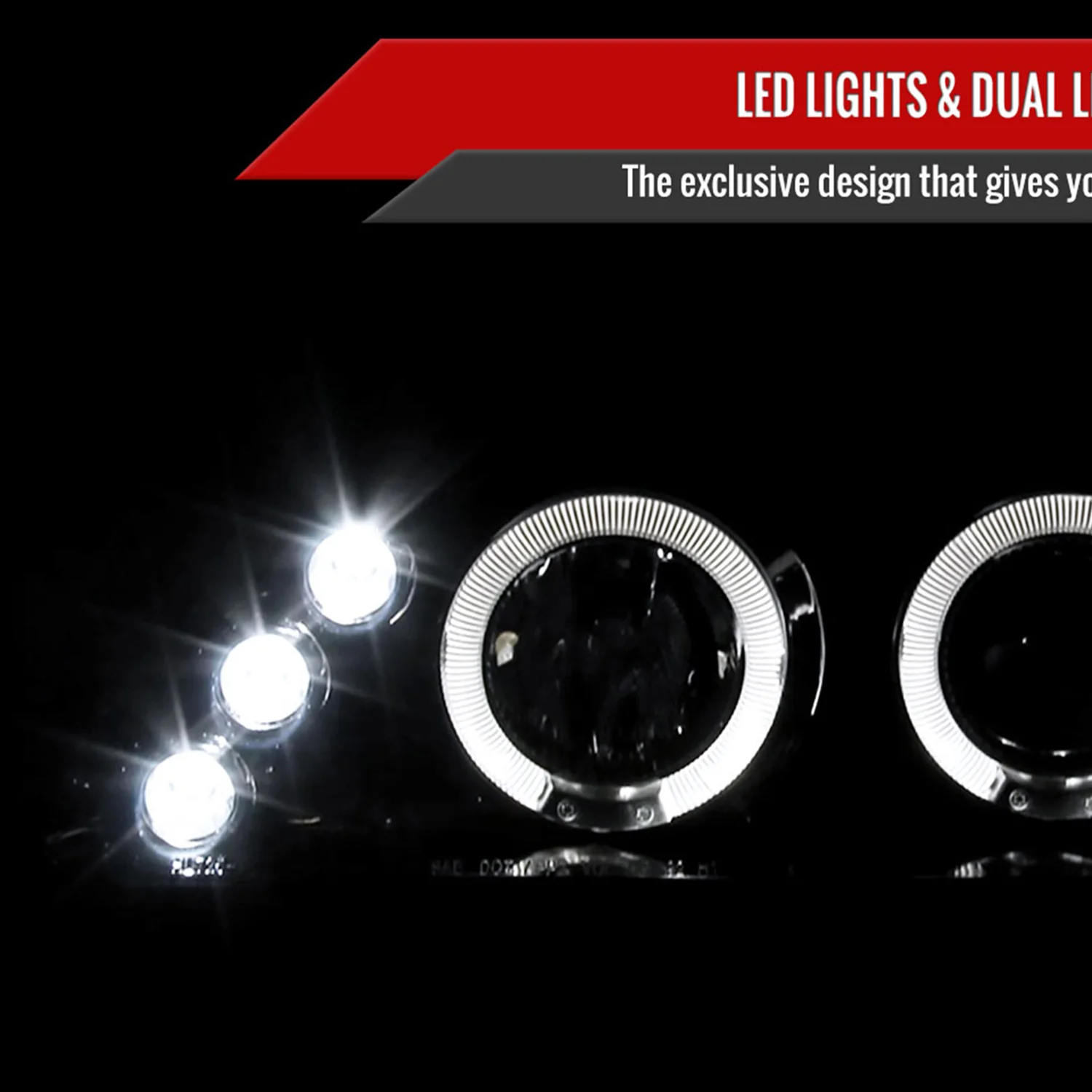 1993-1997 Toyota Corolla Dual Halo Projector Headlights Glossy Black/Smoke - Image 2
