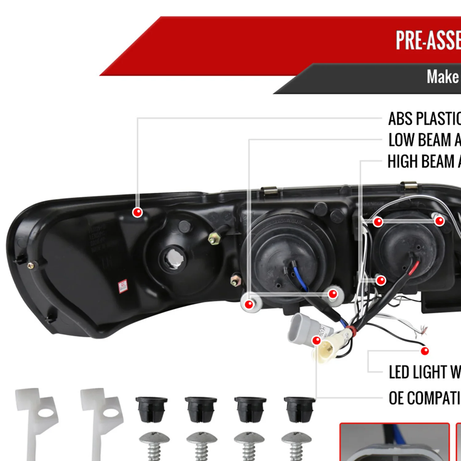 1993-1997 Toyota Corolla Dual Halo Projector Headlights Glossy Black/Smoke - Image 7