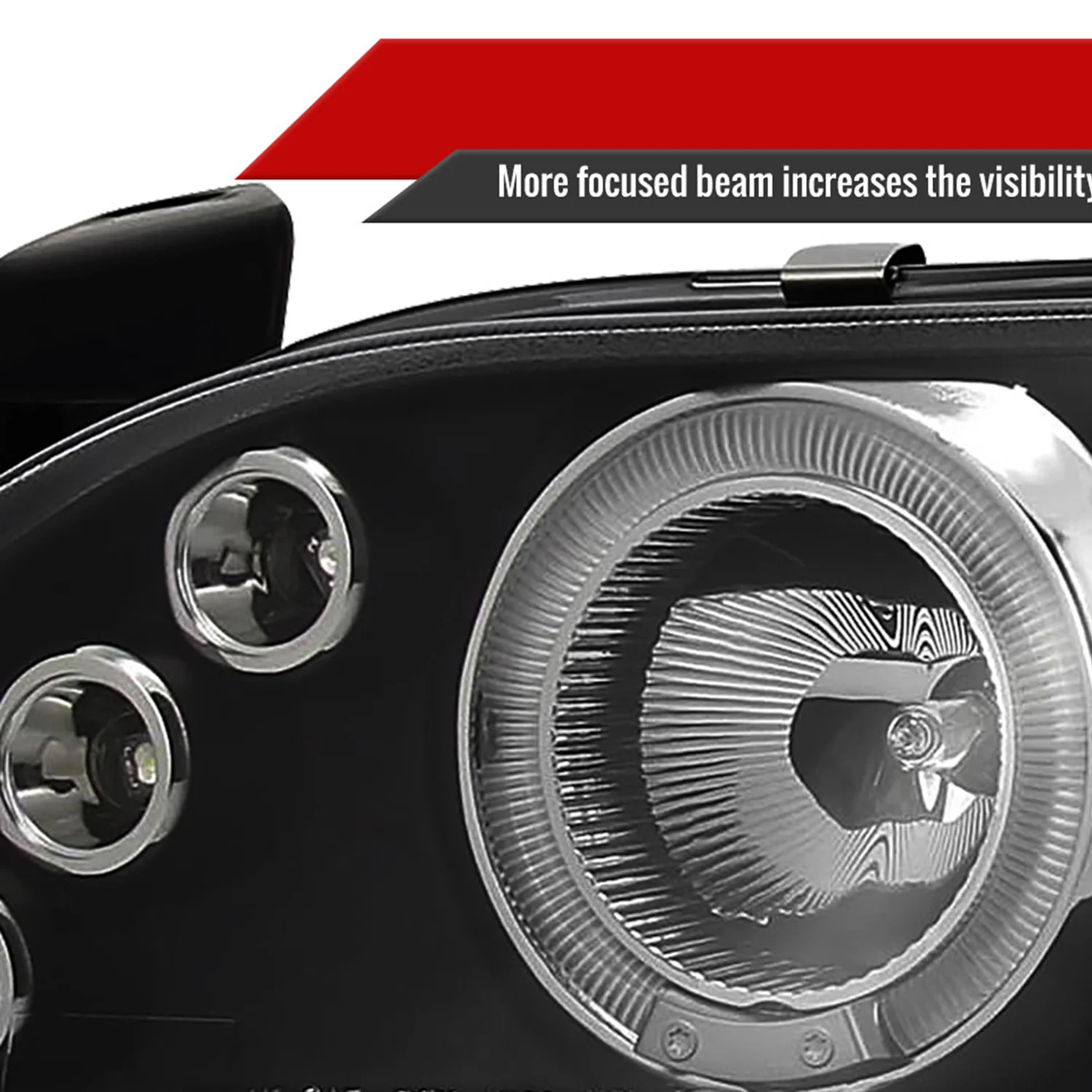 1993-1997 Toyota Corolla Dual Halo Projector Headlights Matte Black/Clear Lens - Image 4