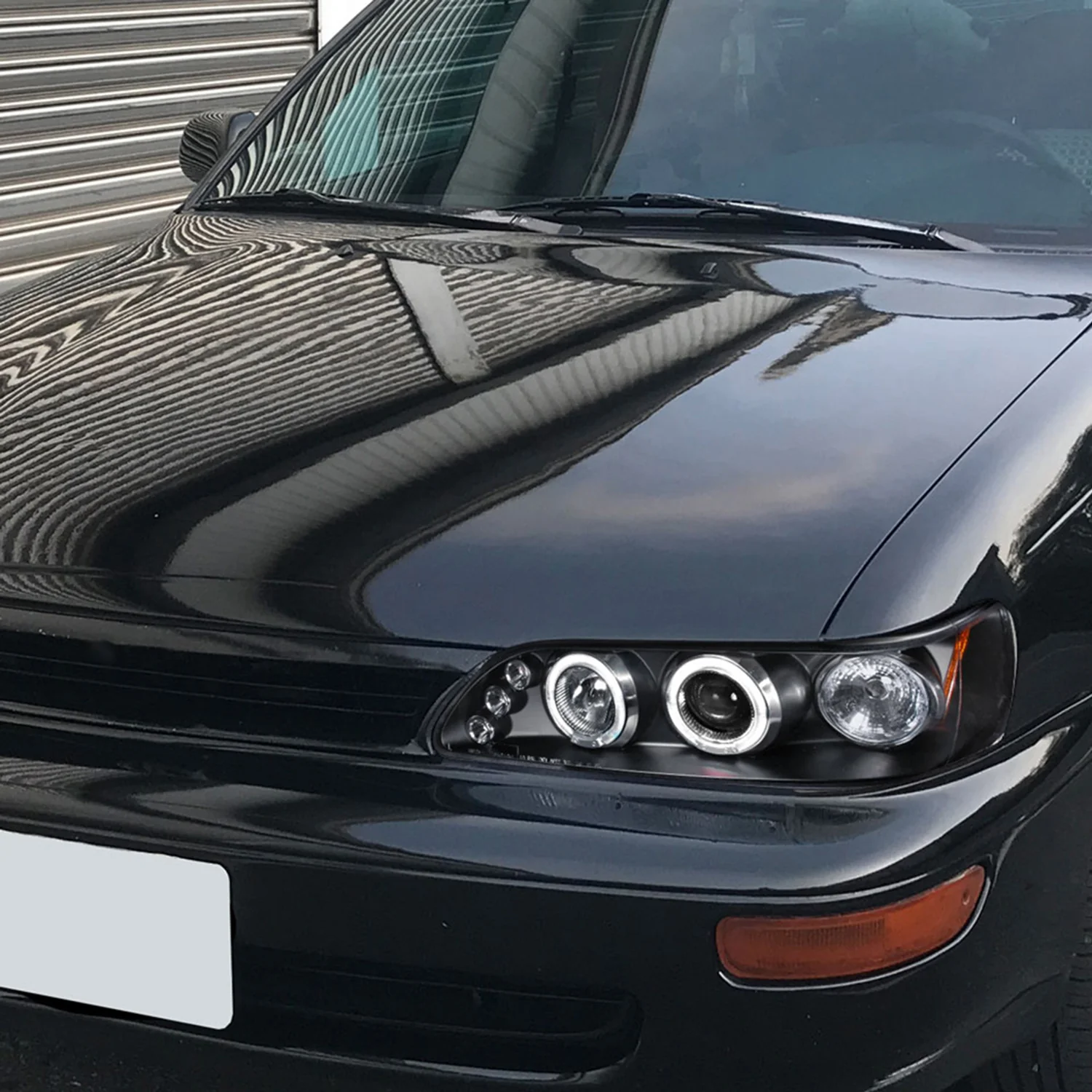1993-1997 Toyota Corolla Dual Halo Projector Headlights Matte Black/Clear Lens - Image 9