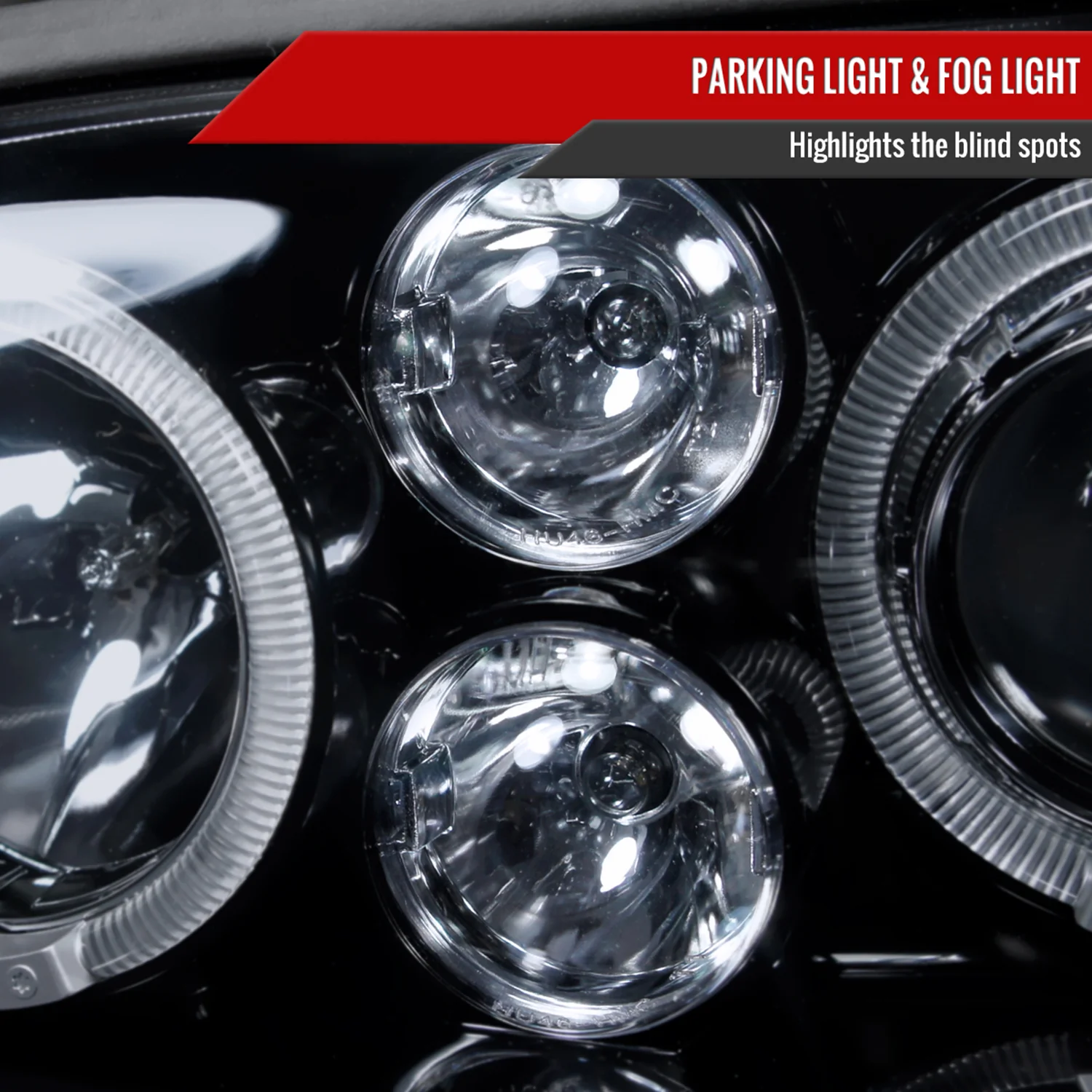 1993-1998 VW Golf Mk3/Cabrio Dual Halo Projector Headlights Black/Smoke - Image 5