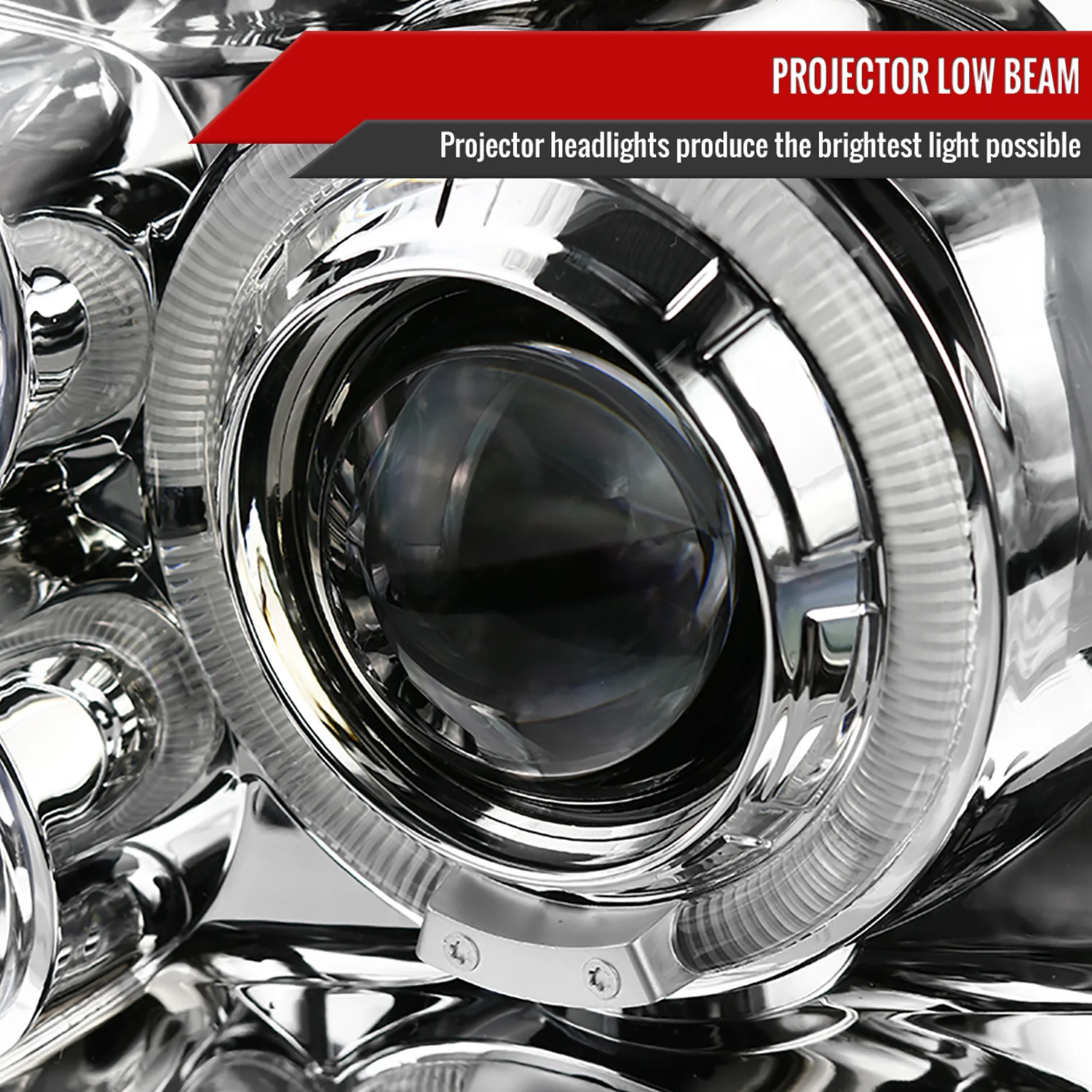 1993-1998 VW Golf Mk3/Cabrio Dual Halo Projector Headlights Chrome/Clear - Image 3