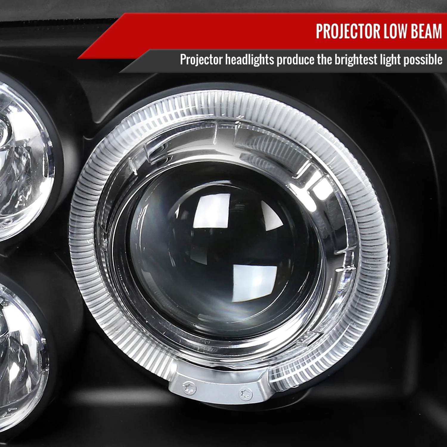 1993-1998 VW Golf Mk3/Cabrio Dual Halo Projector Headlights Matt Black/Clear - Image 3
