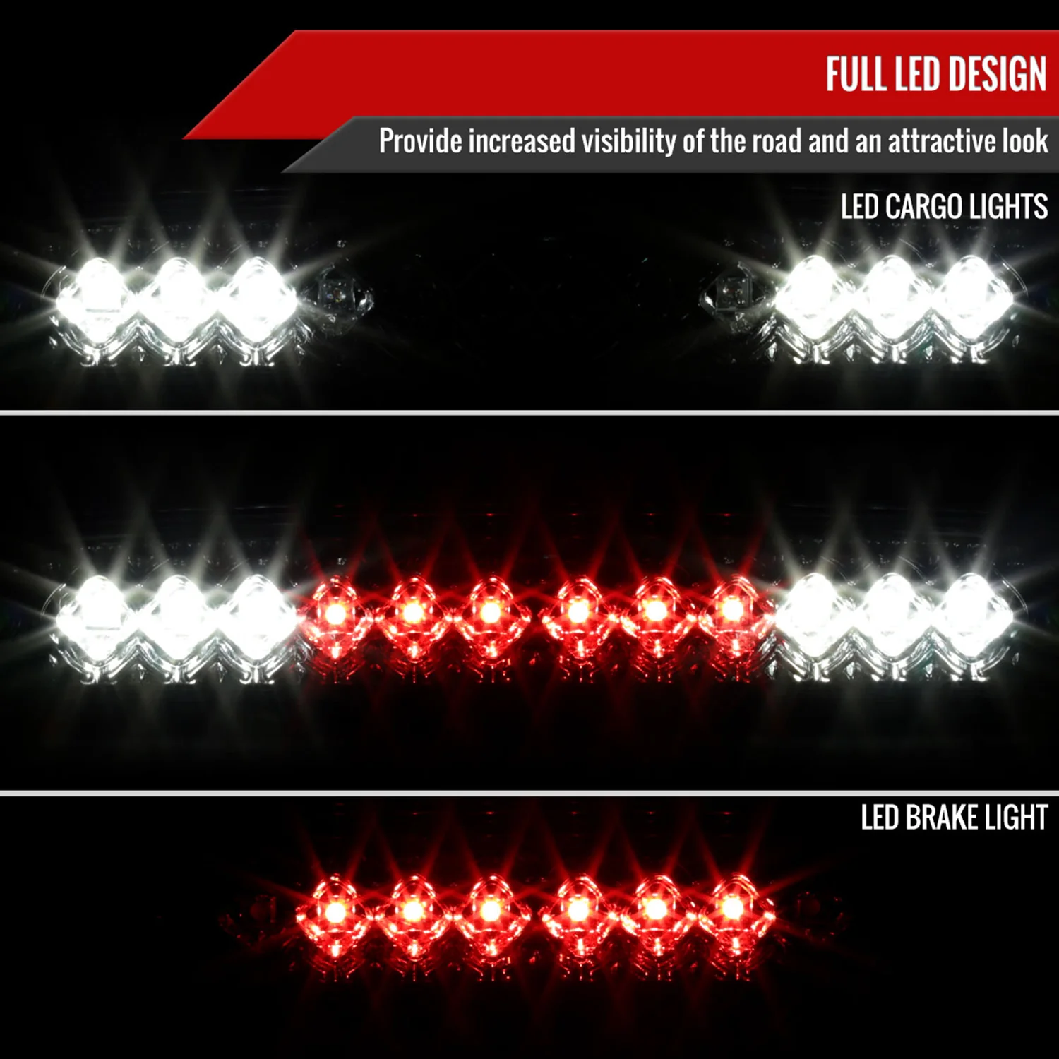 1993-2016 Ford F-250/350/450/550/Ranger LED 3rd Brake Tail Light Chrome/Smoke - Image 2