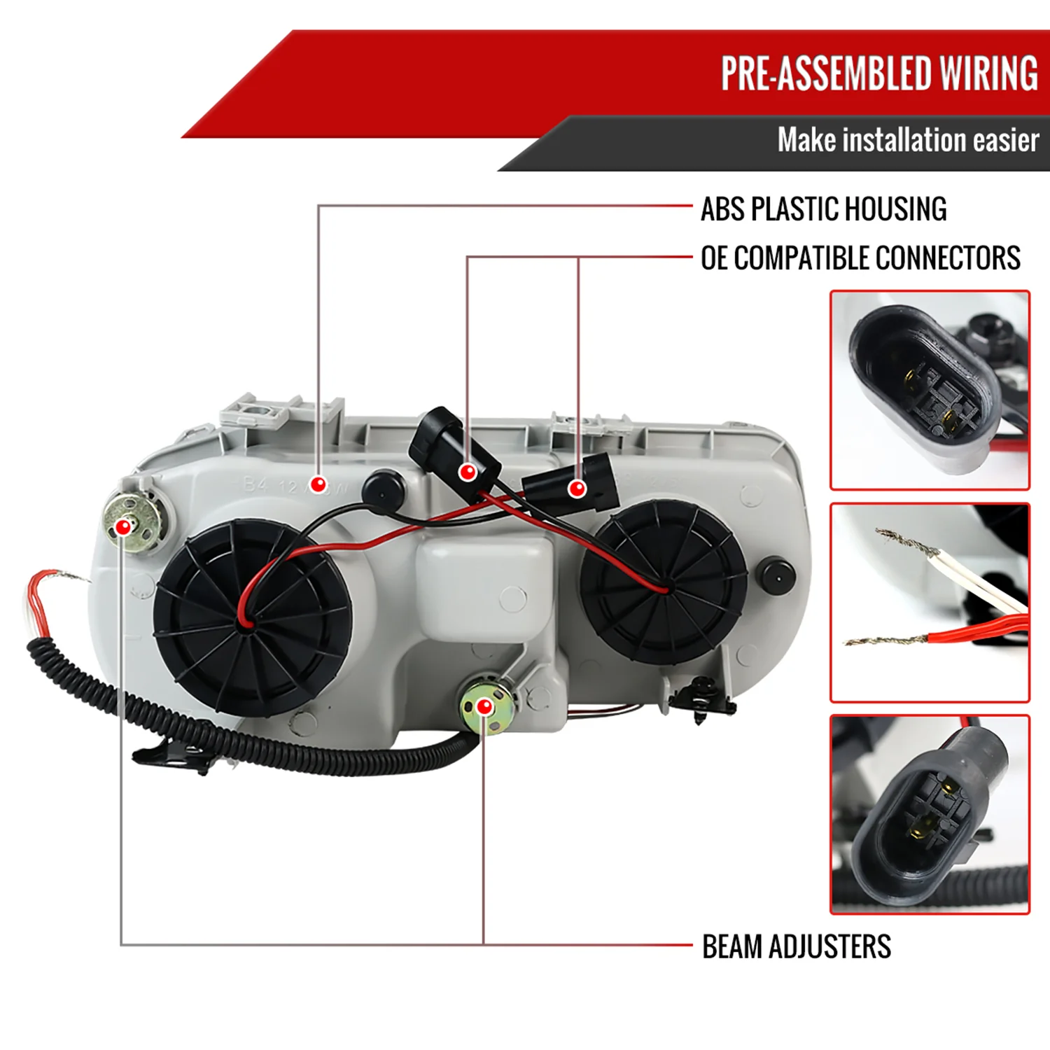 1994-1997 Acura Integra 3DR/4DR Dual Halo Projector Headlights Matt Black - Image 7