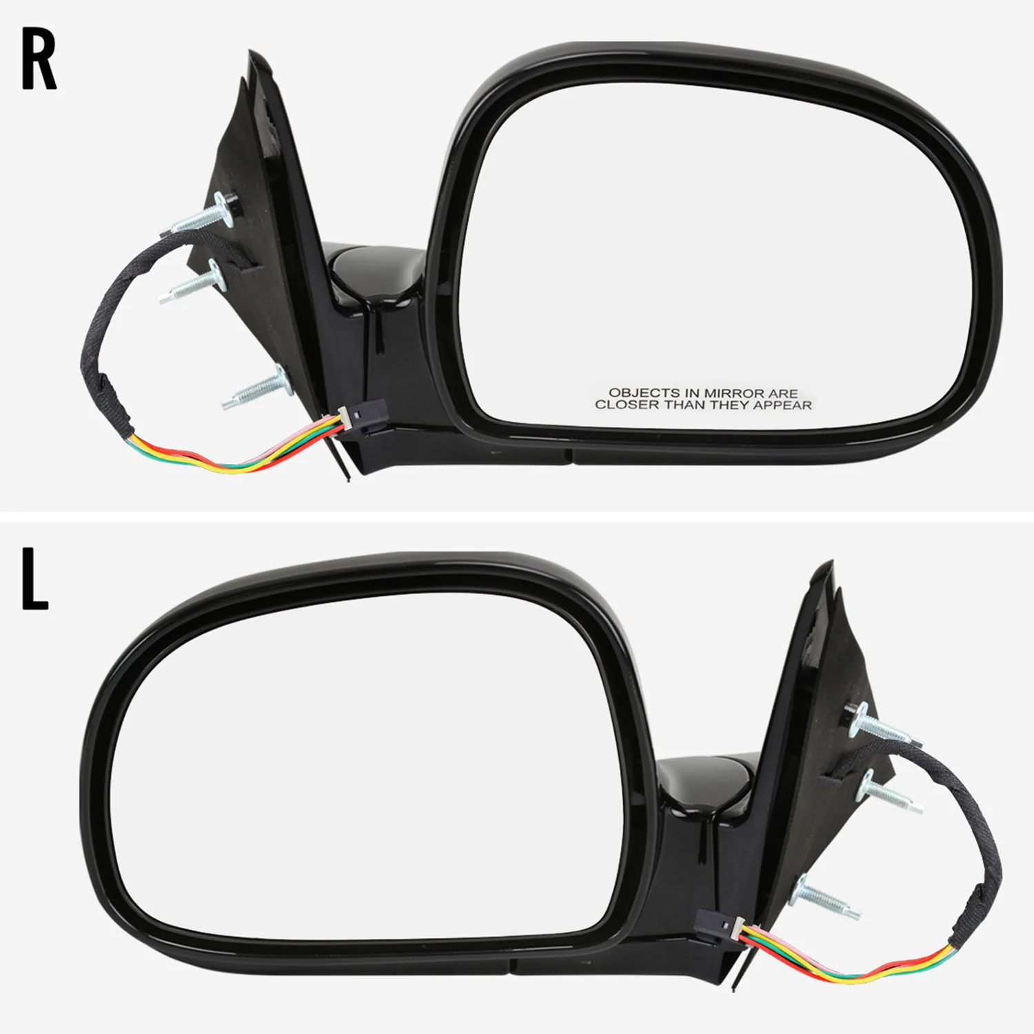 1994-1998 Chevrolet S10/Blazer GMC Sonoma Glossy Black Power Side Mirrors - Image 3