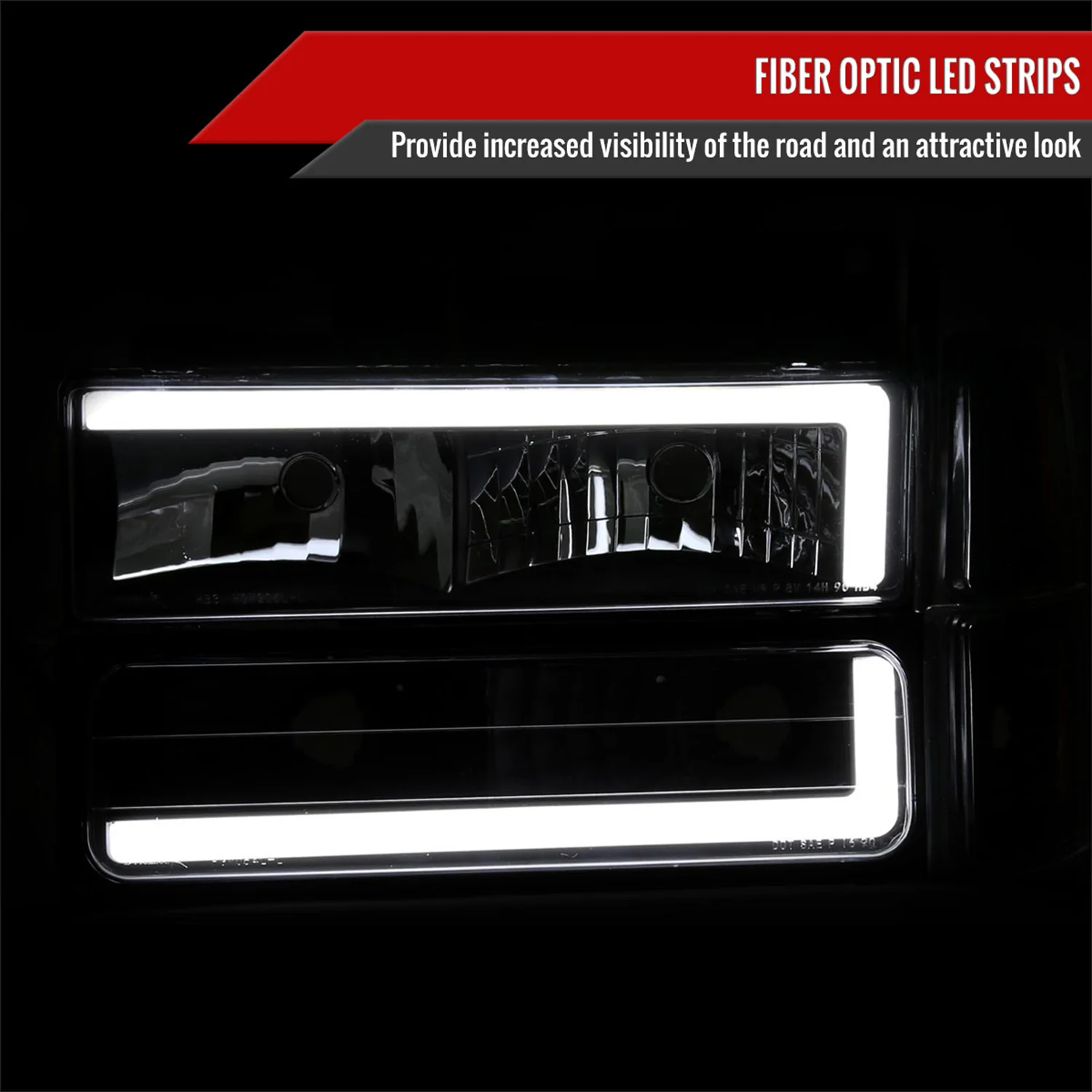 1994-1998 Chevy C10 C/K Tahoe Suburban LED Headlights &Corner Lights Black - Image 2