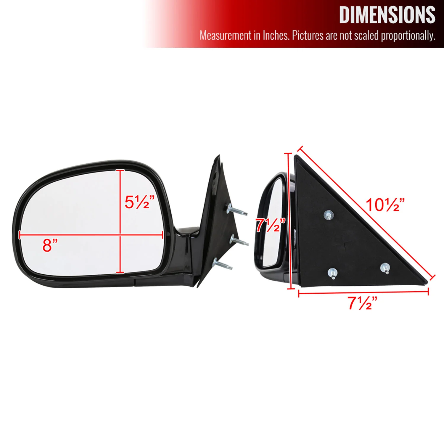1994-1998 Chevy S10/1994-1998 GMC S15 Glossy Black Manual Side Mirror Driver - Image 8