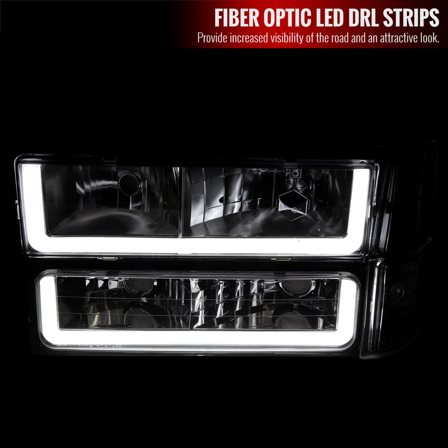 1994-1998 Chevy Silverado/Tahoe/Suburban/C10 Headlights LED Lights Chrome - Image 2