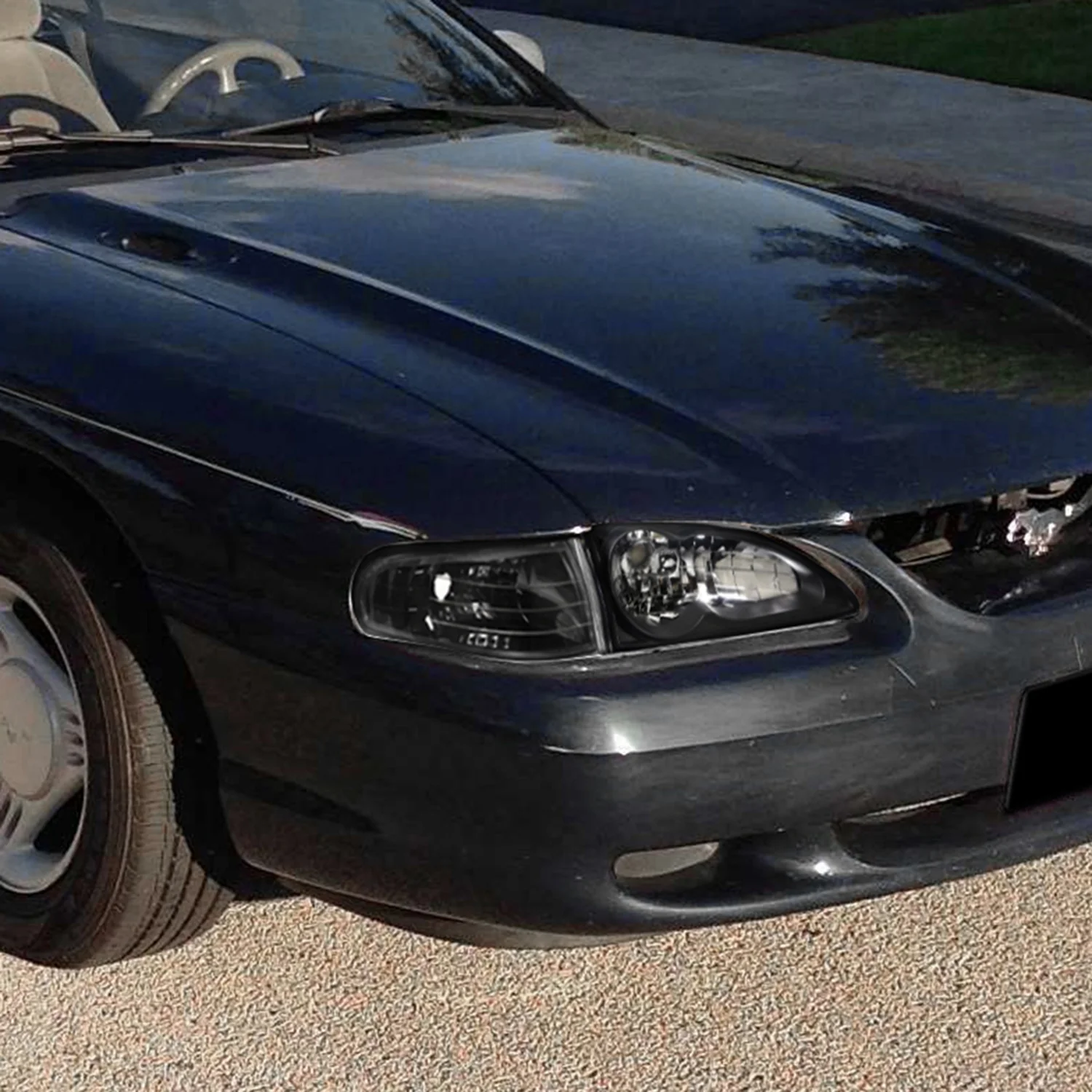 1994-1998 Ford Mustang Factory Style Headlights Matte Black/Clear Lens - Image 10
