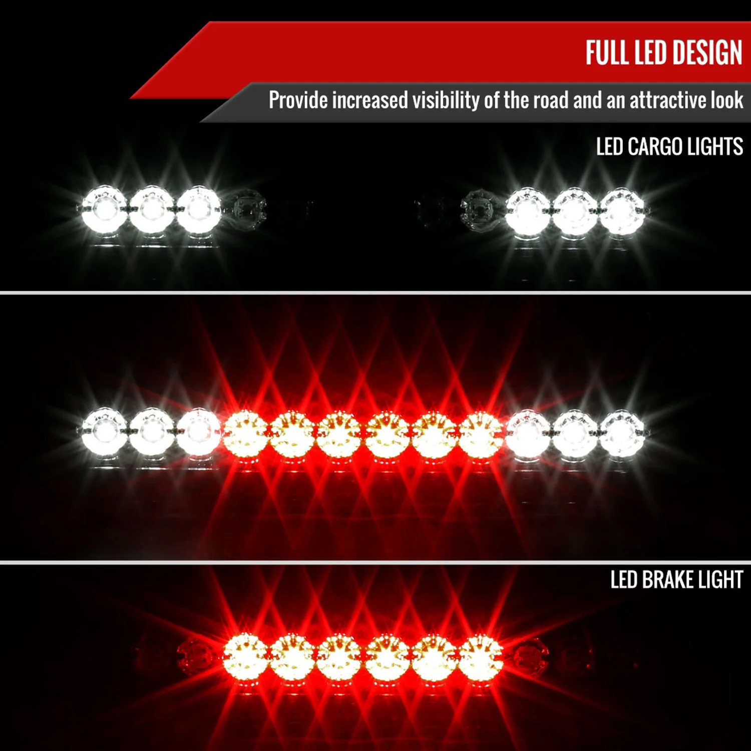 1994-2002 Dodge RAM LED 3rd Brake Light Black Housing/Smoke Lens - Image 2