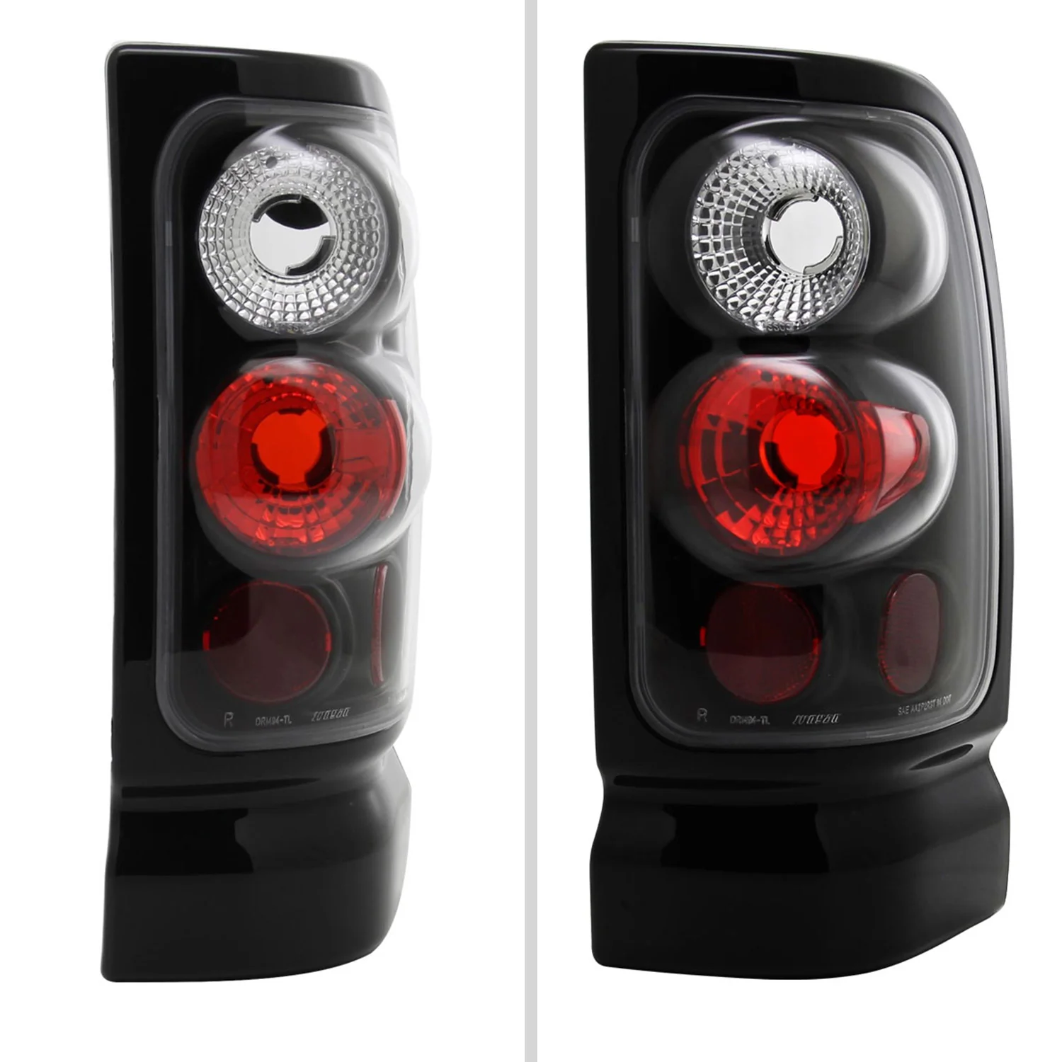 1994-2002 Dodge RAM Tail Lights Matte Black Housing/Clear Lens - Image 2