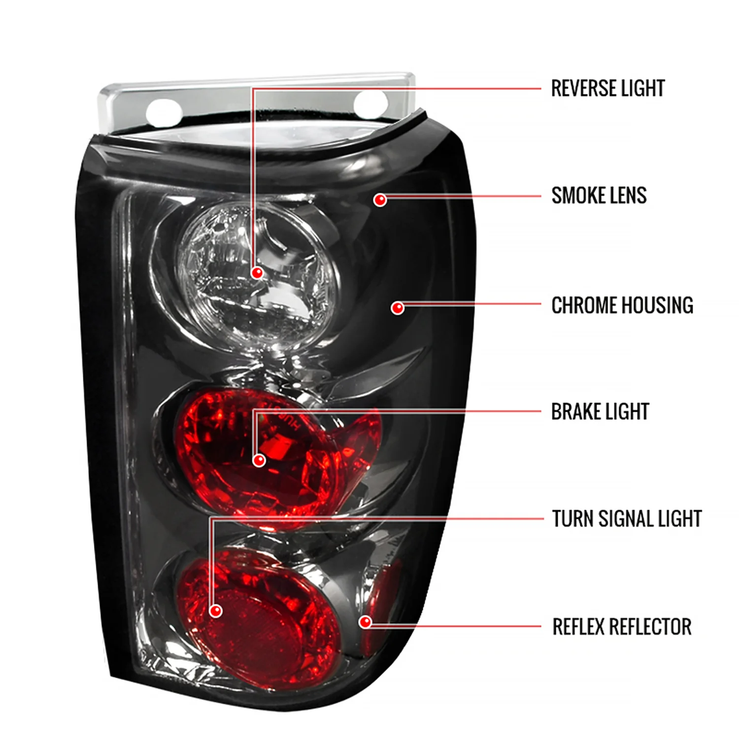 1995-1997 Ford Explorer Tail Lights Chrome Housing/Smoke Lens - Image 7