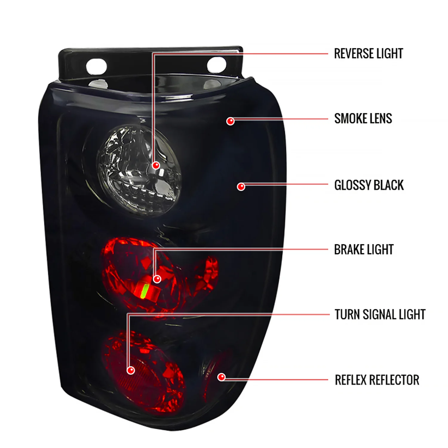 1995-1997 Ford Explorer Tail Lights Glossy Black Housing/Smoke Lens - Image 7
