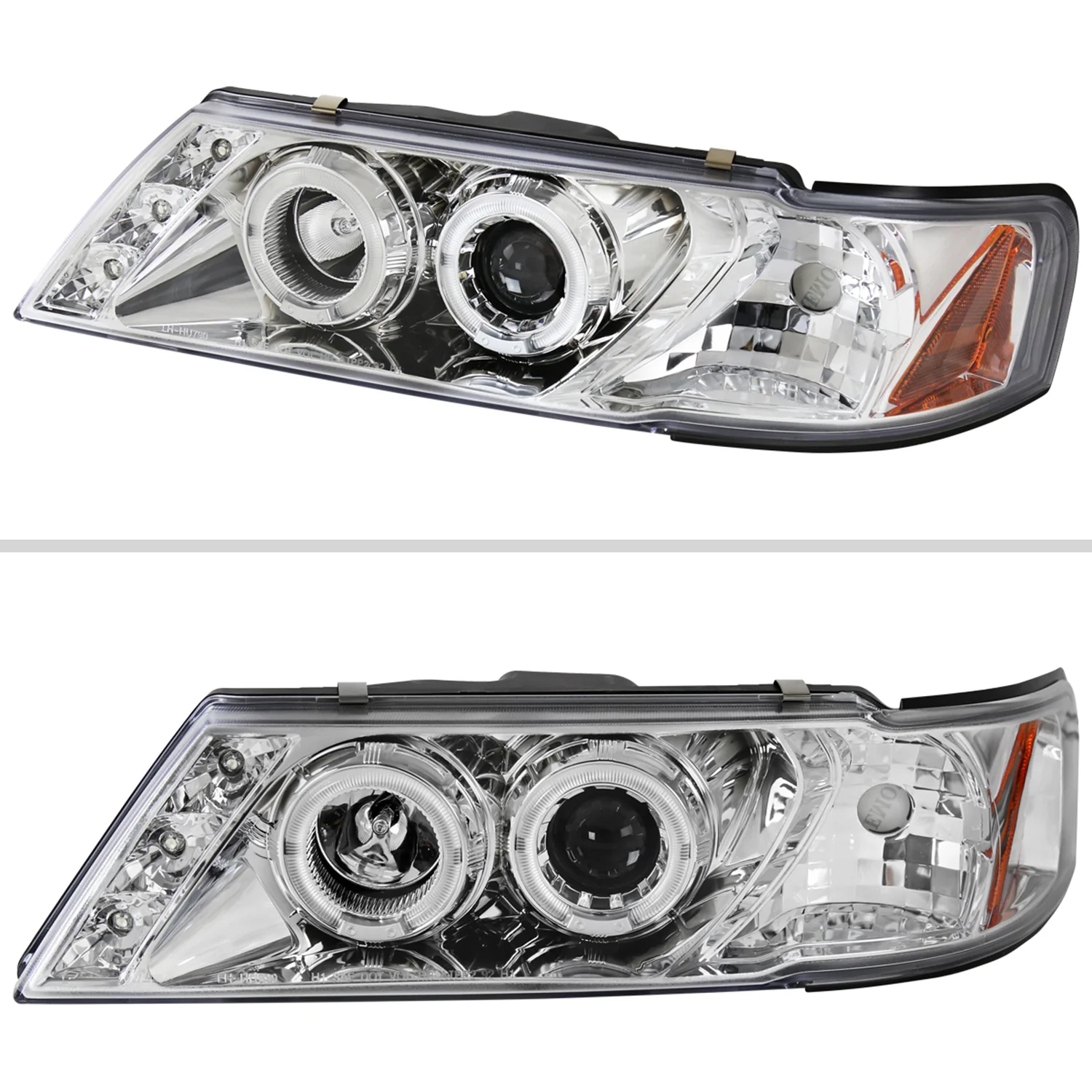 1995-1999 Nissan Sentra/200SX Dual Halo Projector Headlights Chrome/Clear Lens - Image 2