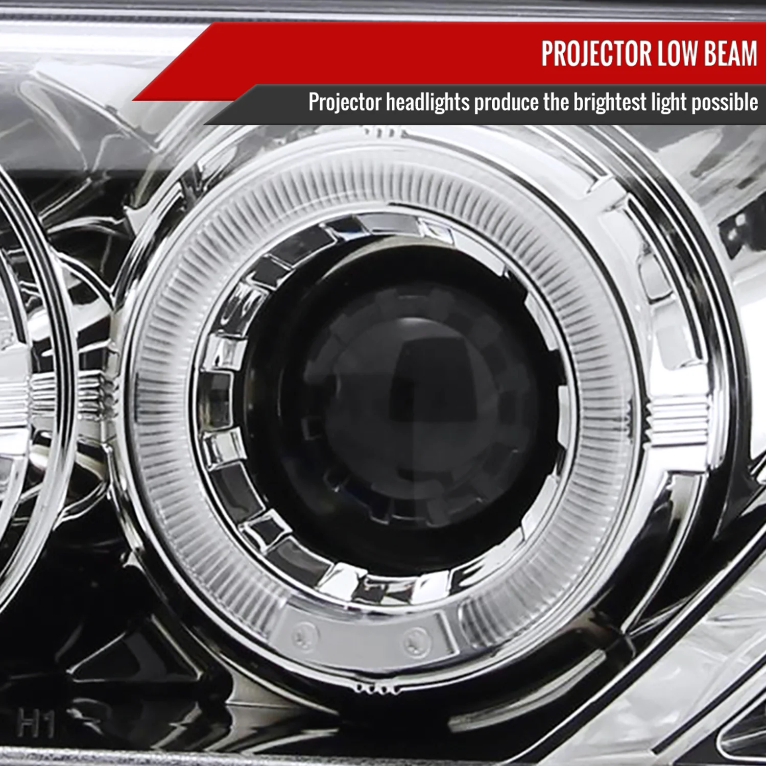1995-1999 Nissan Sentra/200SX Dual Halo Projector Headlights Chrome/Clear Lens - Image 3