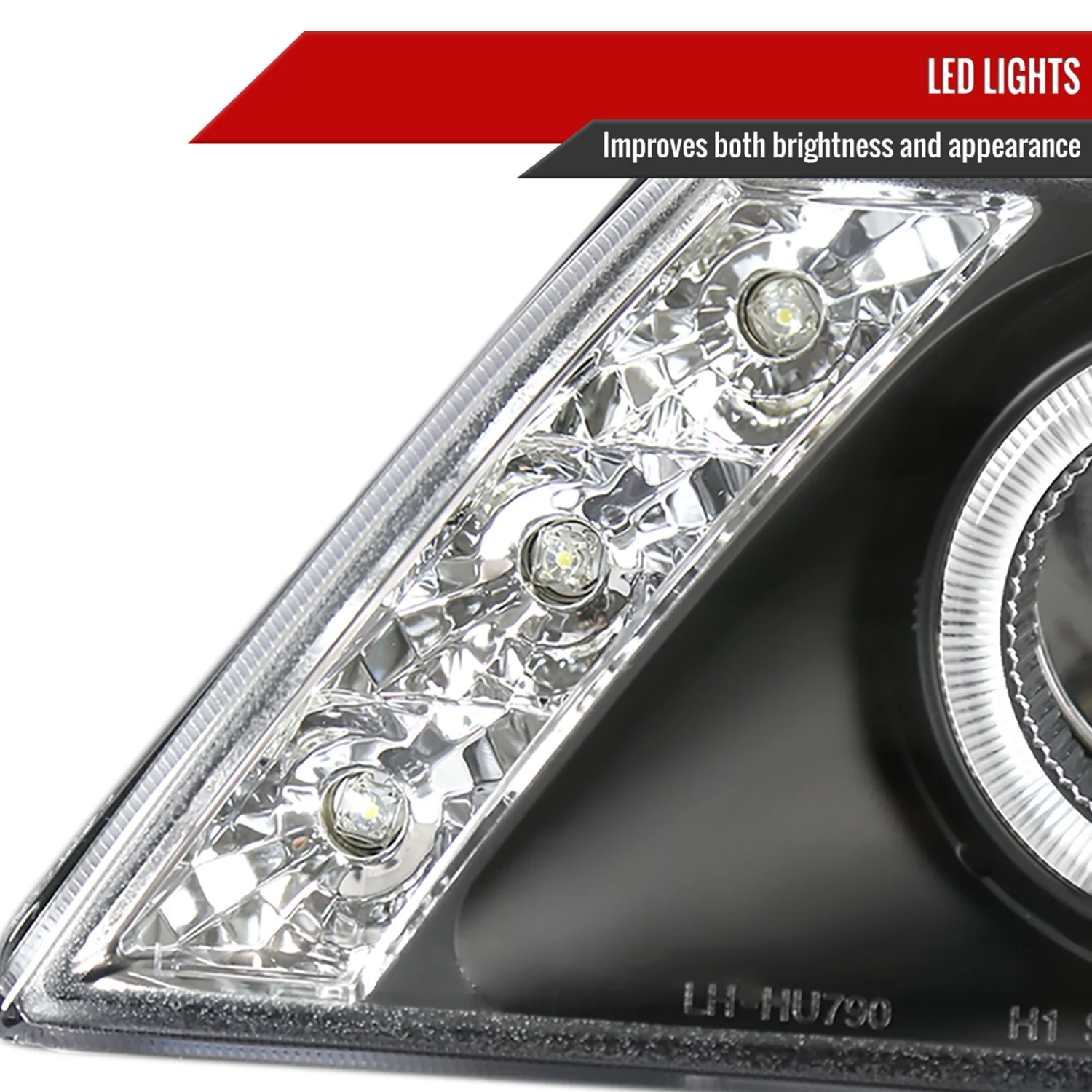 1995-1999 Nissan Sentra/200SX Dual Halo Projector Headlights Matt Black/Clear - Image 5