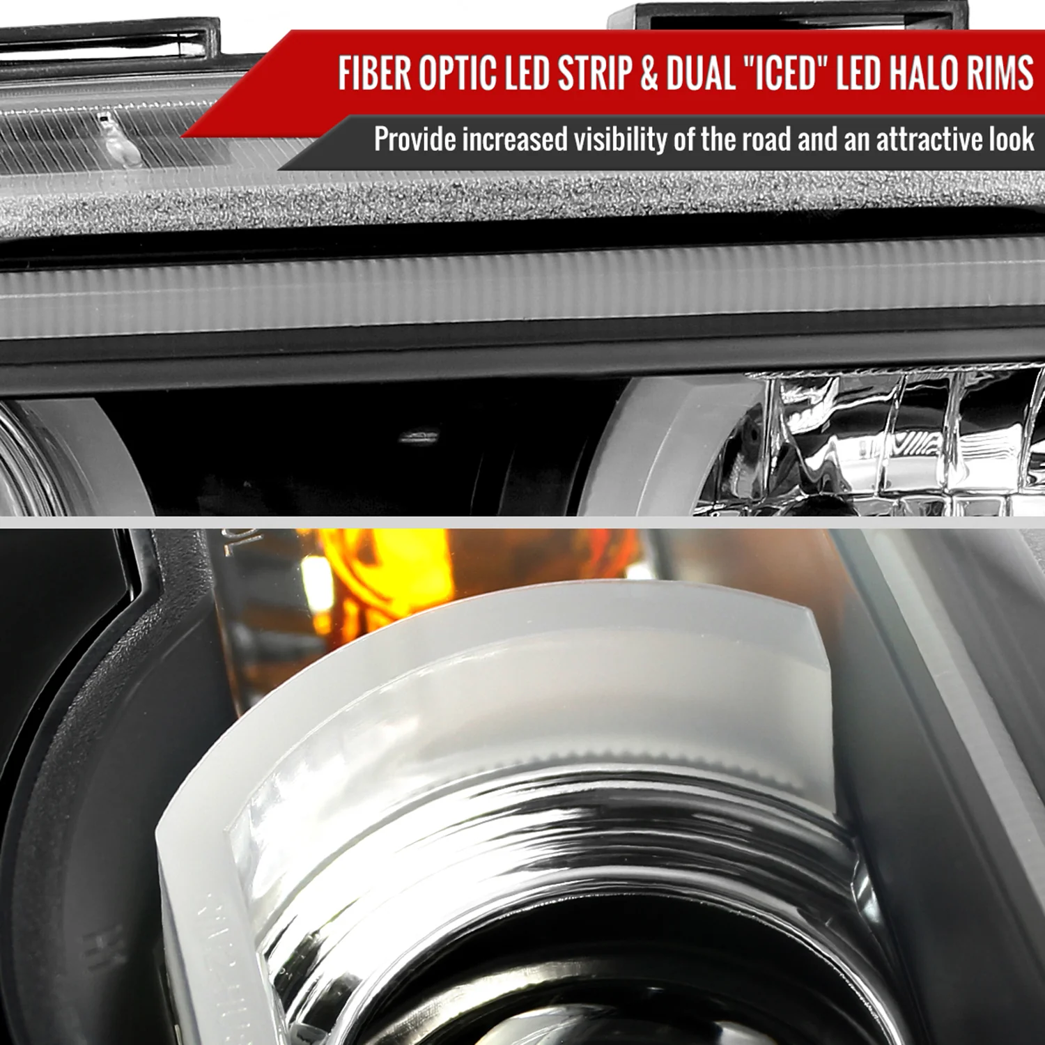 1995-2001 BMW E38 7 Series LED Bar Dual Halo Projector Headlights Matt Black - Image 5