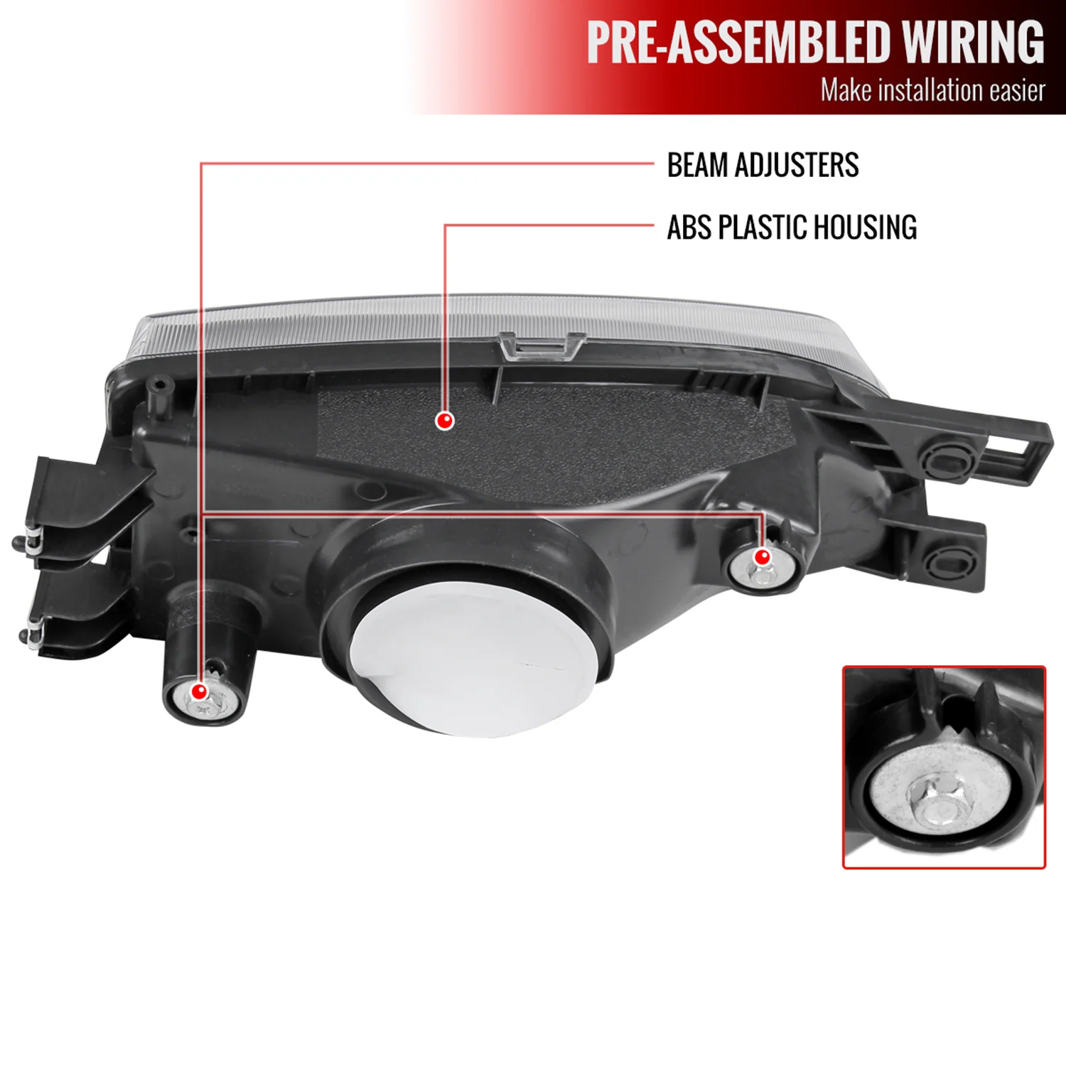 1995-2001 Subaru Impreza Factory Style Crystal Headlights Matte Black/Clear - Image 8
