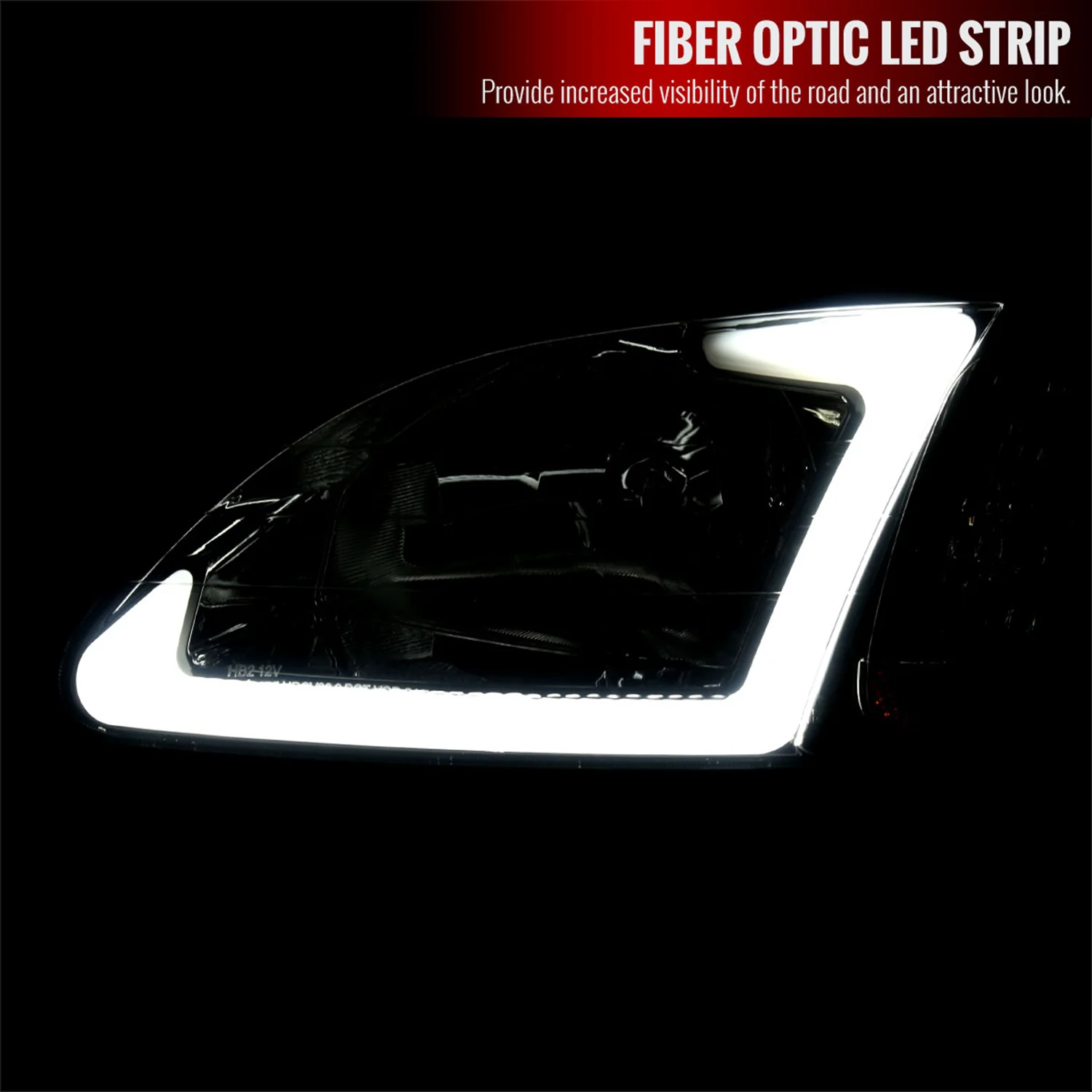 1996-1998 Honda Civic Coupe/Sedan LED Bar Factory Headlights Chrome/Smoke - Image 2