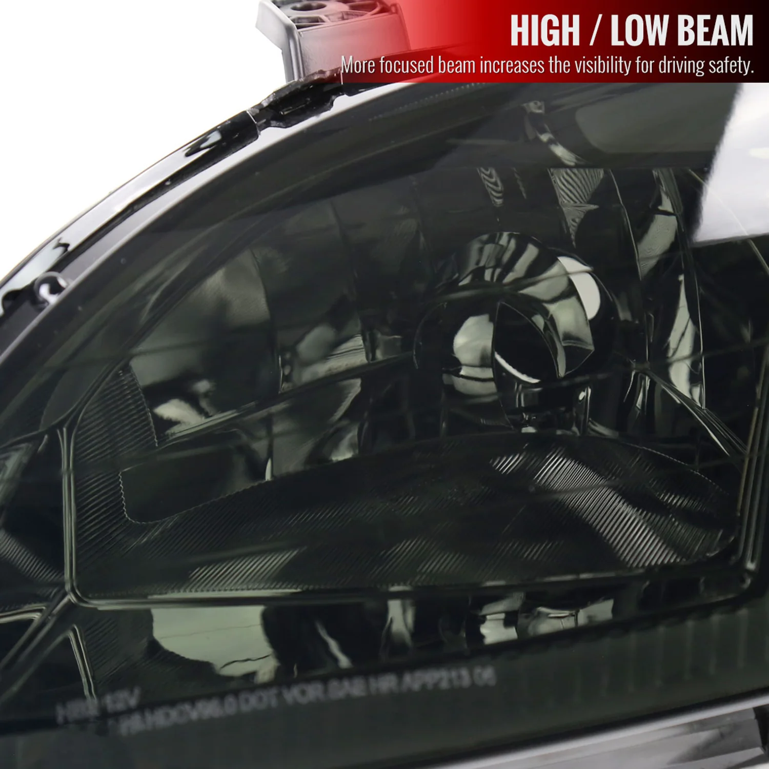 1996-1998 Honda Civic Coupe/Sedan LED Bar Factory Headlights Chrome/Smoke - Image 3