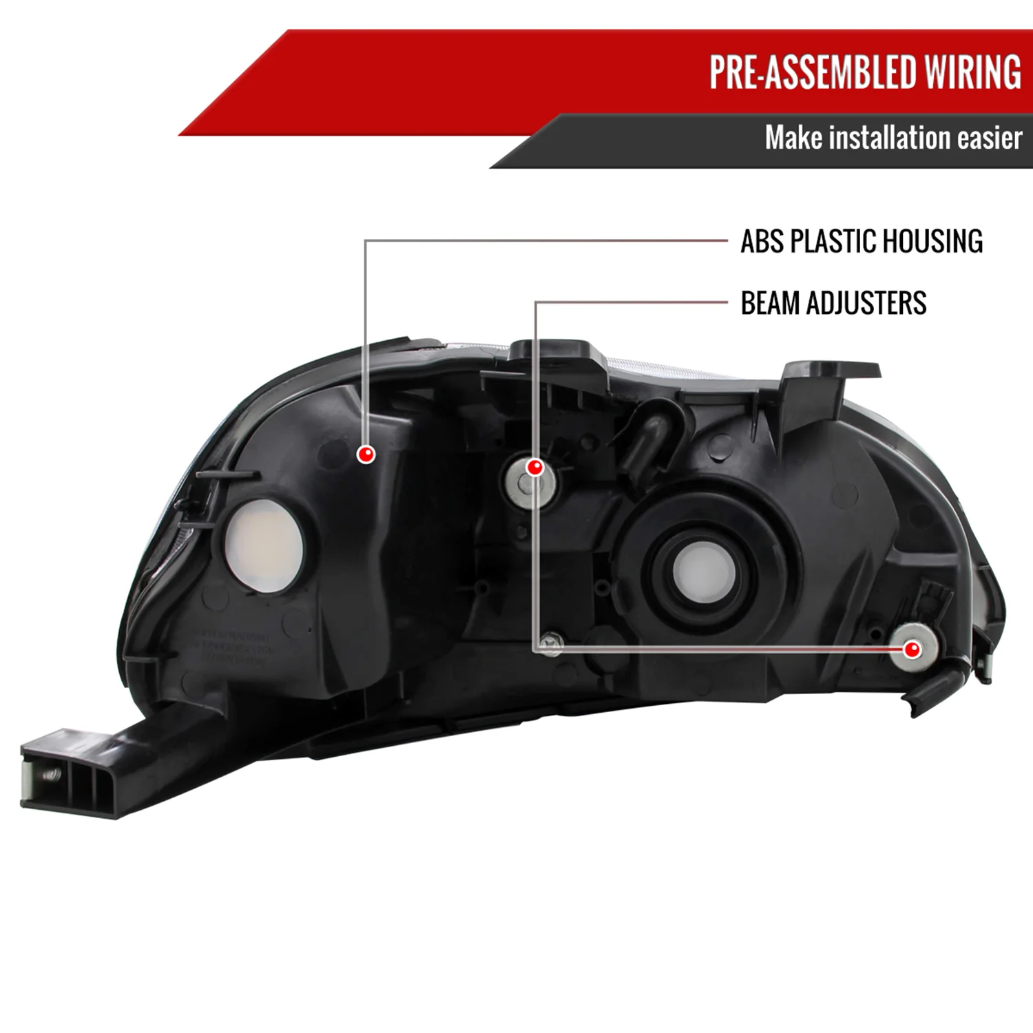 1996-1998 Honda Civic Factory Style Crystal Headlights Matte Black/Clear Lens - Image 7