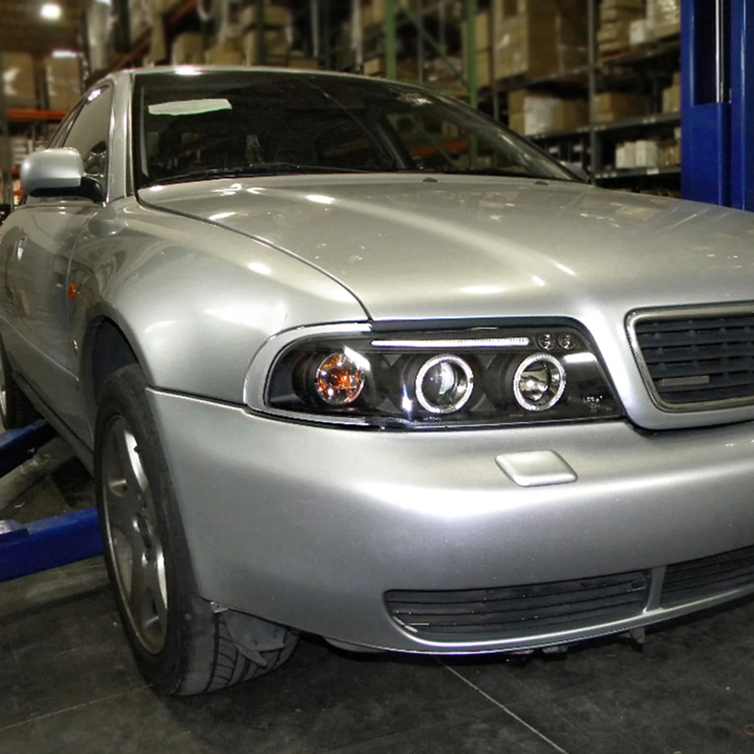 1996-1999 Audi A4 Dual Halo Projector Headlights Matte Black/Clear Lens - Image 10