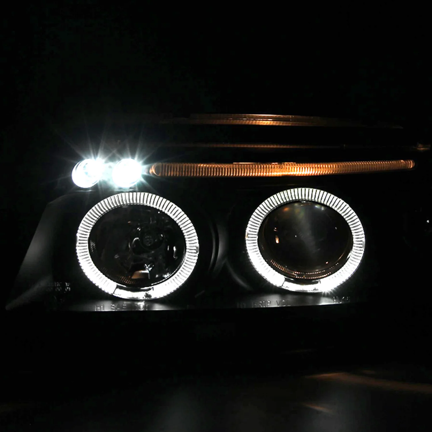 1996-1999 Audi A4 Dual Halo Projector Headlights Matte Black/Clear Lens - Image 2