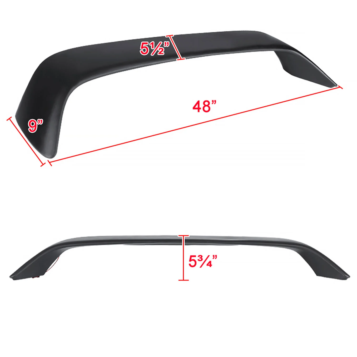 1996-2000 Honda Civic Coupe Matt Black Rear Spoiler Wing LED 3rd Brake Light - Image 2