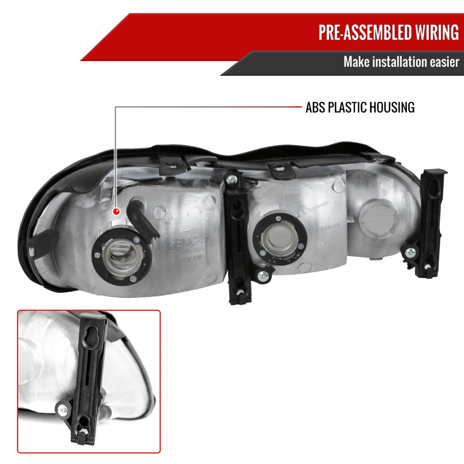 1997-1999 Oldsmobile Cutlass / Chevy Malibu / Classic Factory Headlights Black - Image 7