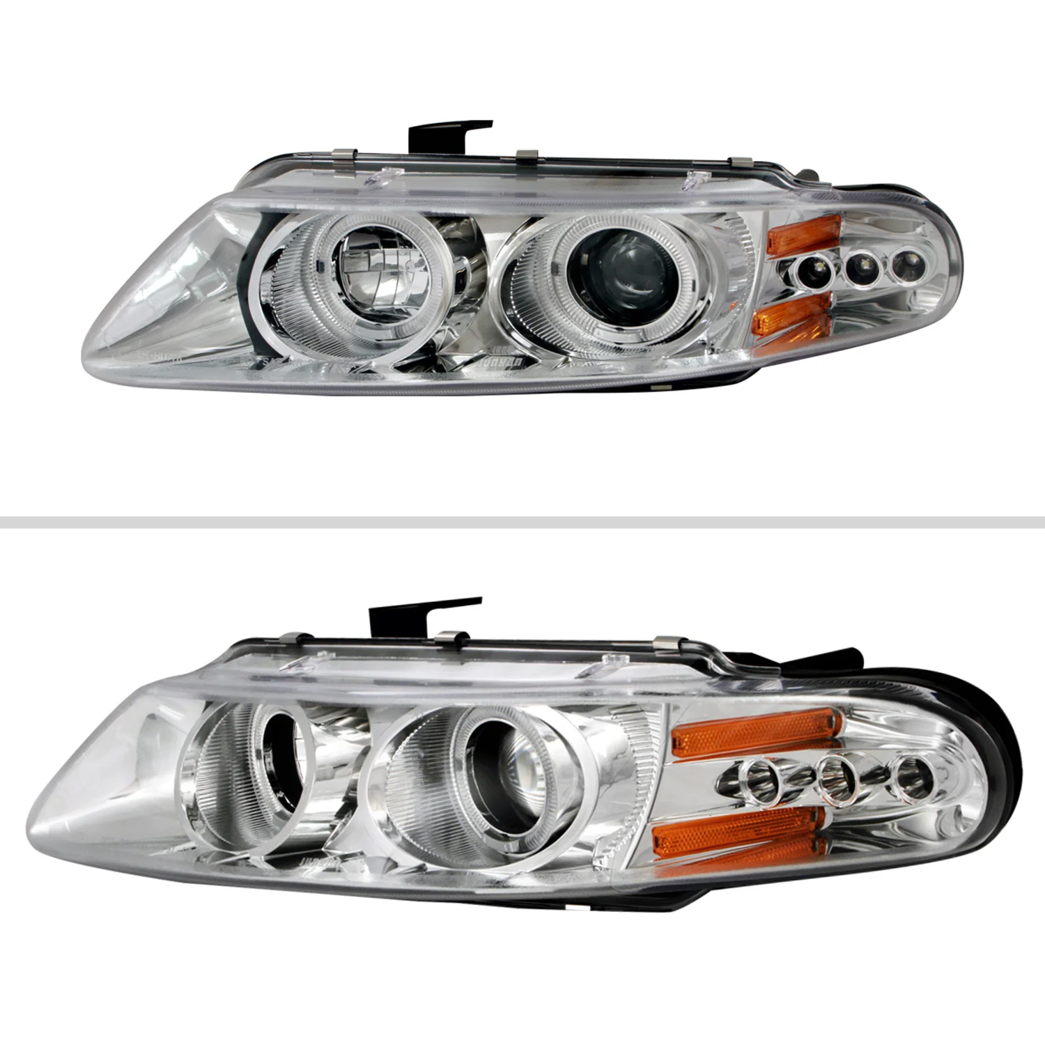 1997-2000 Dodge Avenger Chrysler Sebring Coupe Dual Halo Headlights Chrome - Image 2