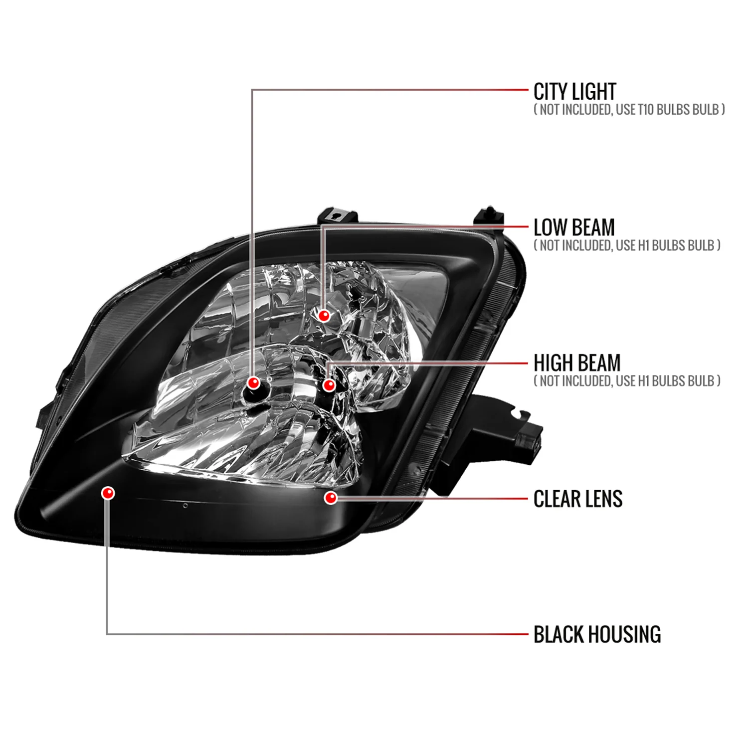 1997-2001 Honda Prelude Factory Style Headlights Matte Black/Clear Lens - Image 8