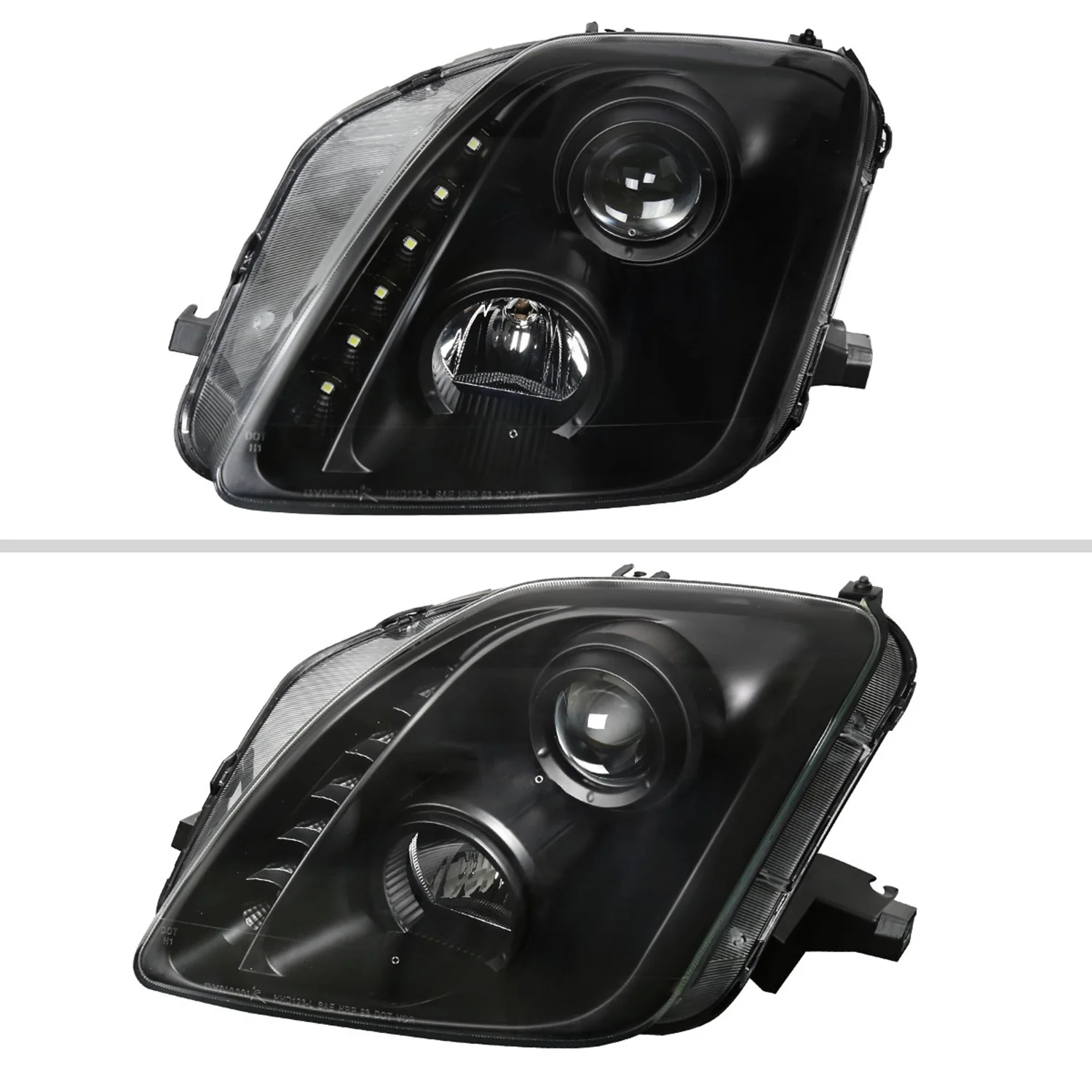 1997-2001 Honda Prelude Projector Headlights SMD LED Light Strip Matt Black - Image 2