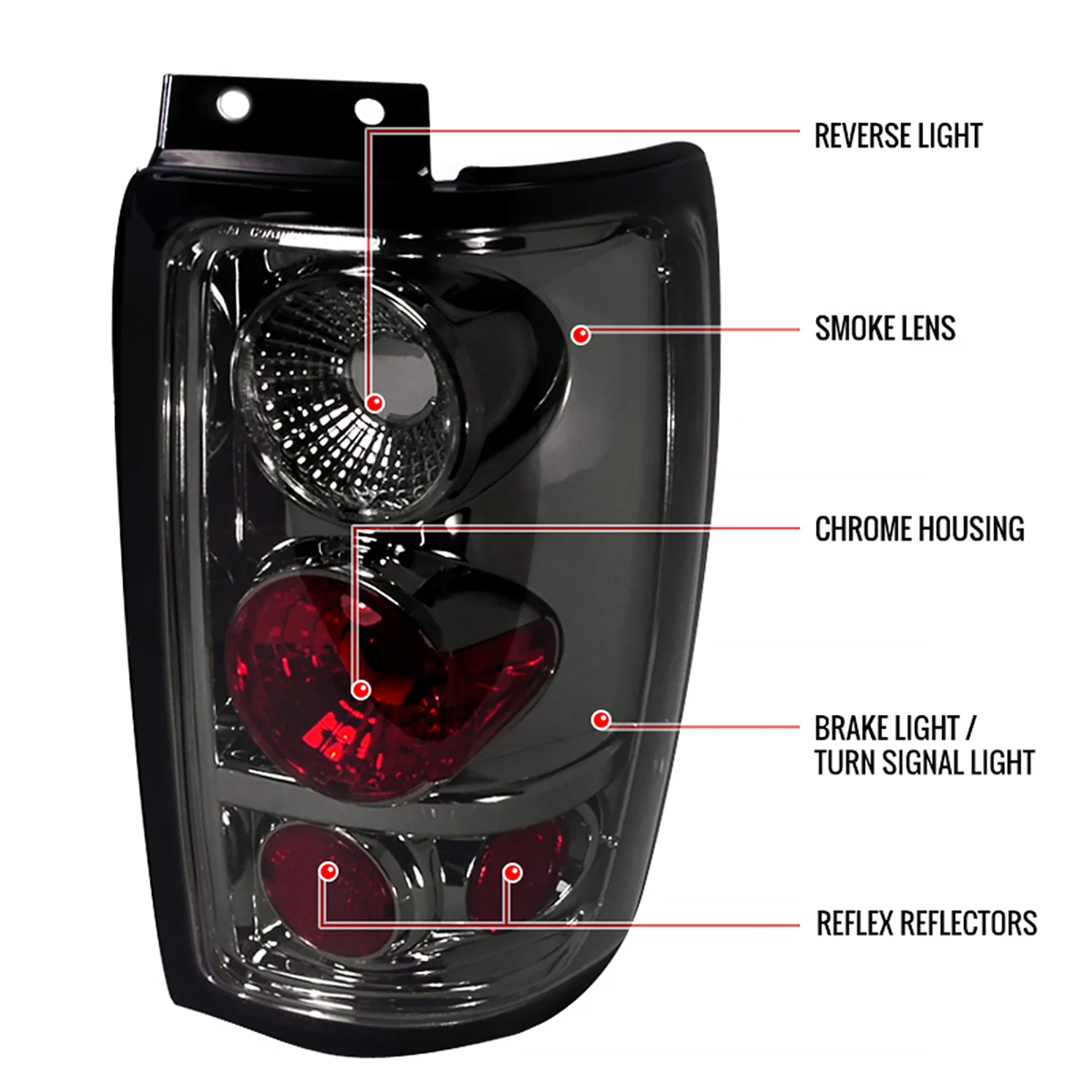 1997-2002 Ford Expedition Tail Lights Chrome Housing/Smoke Lens - Image 6