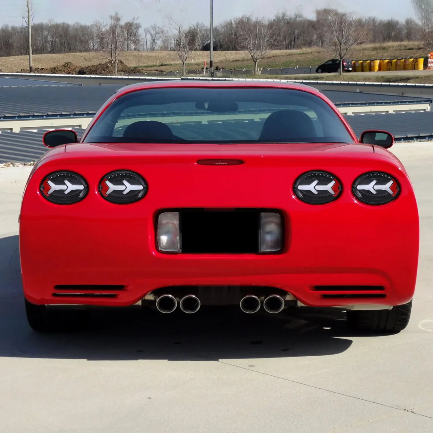 1997-2004 Chevy Corvette C5 4 PC White LED Bar Tail Lights Matte Black/Clear - Image 10