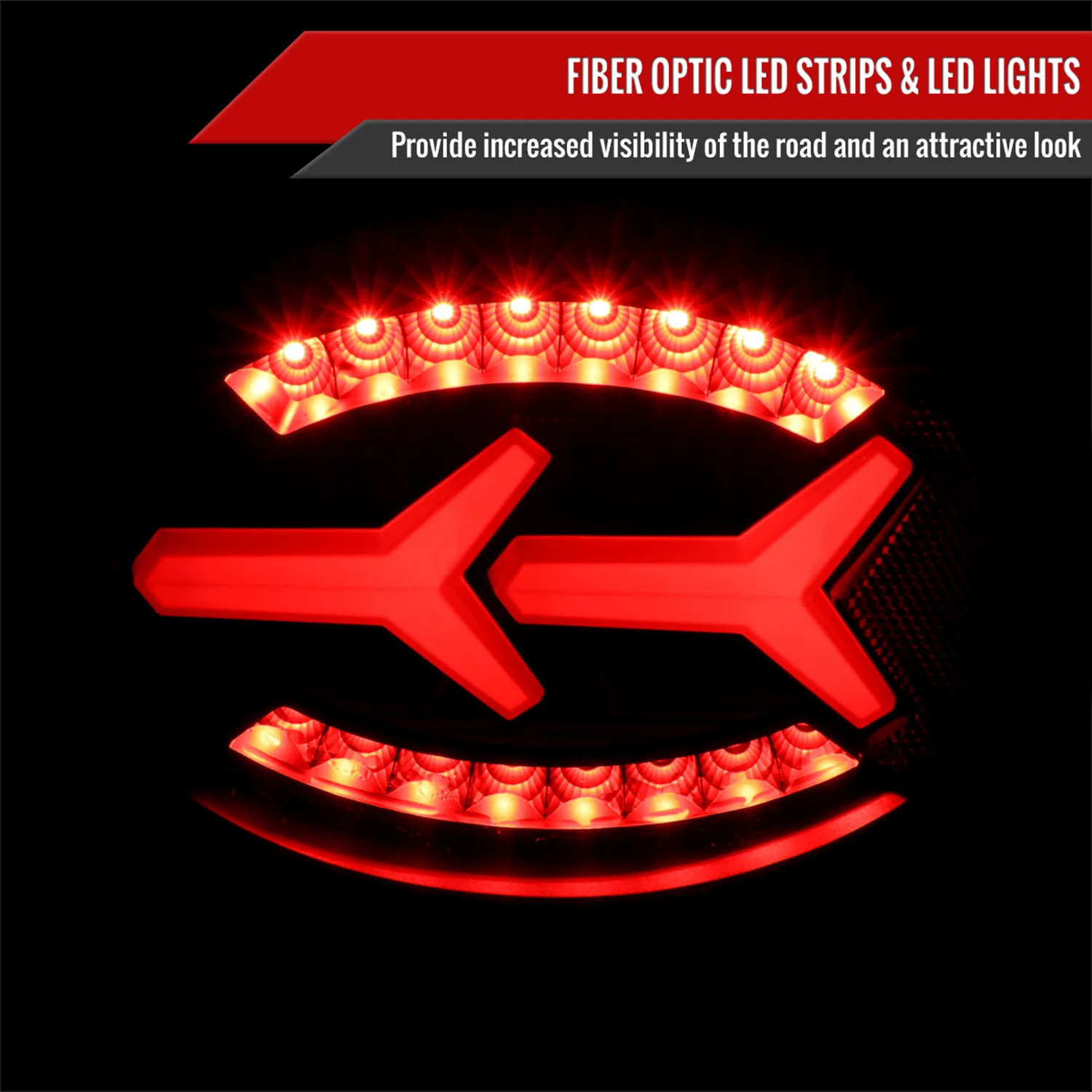 1997-2004 Chevy Corvette C5 4 PC White LED Bar Tail Lights Matte Black/Clear - Image 2