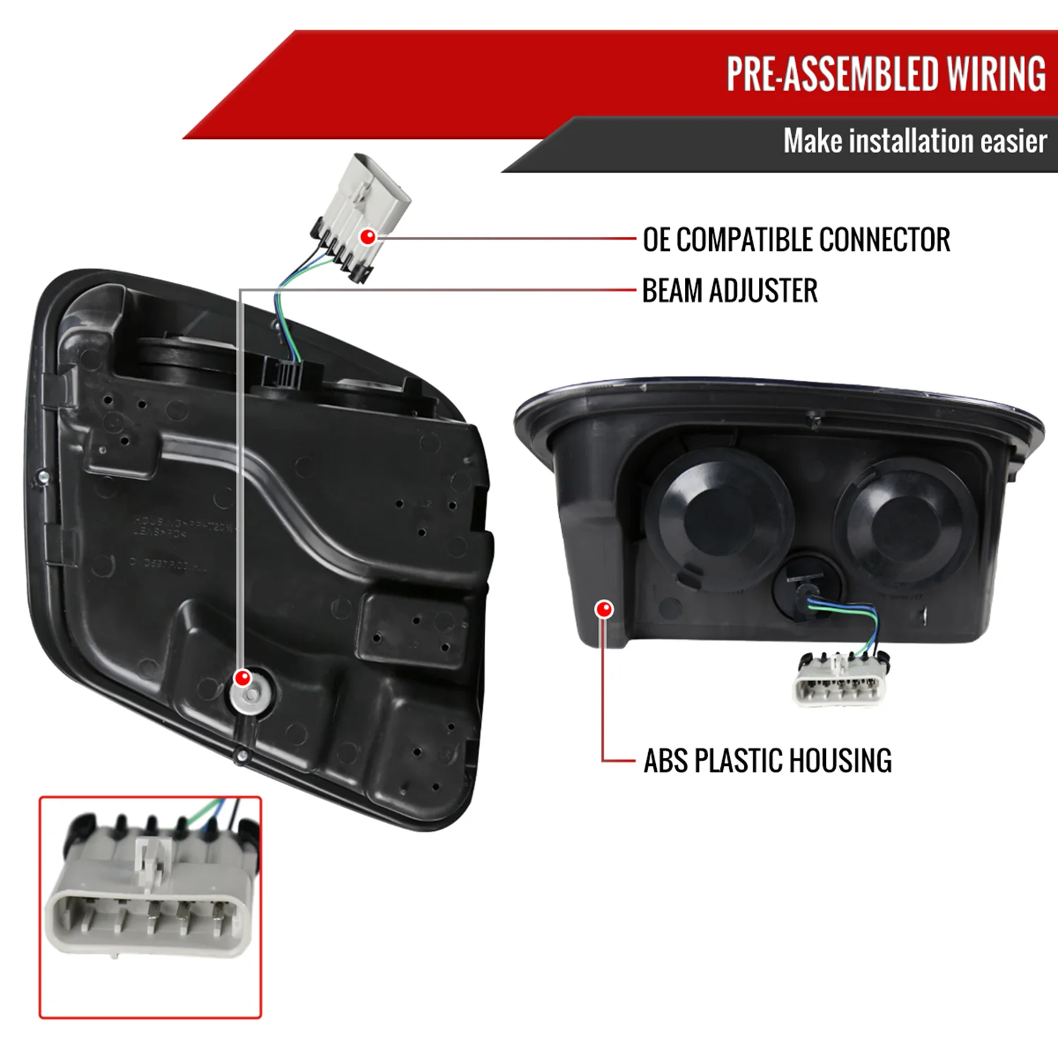 1997-2004 Chevy Corvette C5 H7 Projector Headlights Matte Black/Clear Lens - Image 7