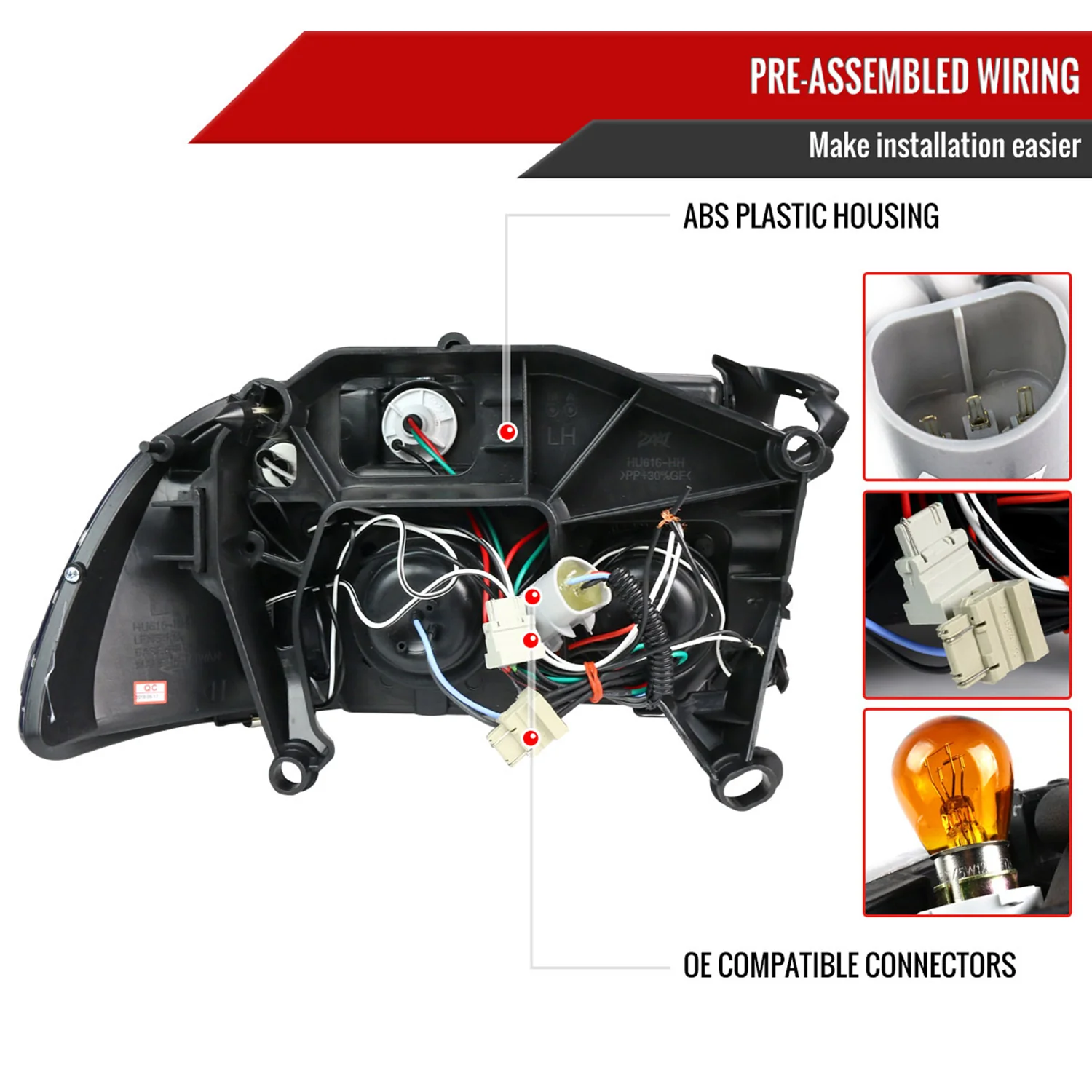 1997-2004 Dodge Dakota/ 1998-2003 Durango Dual Halo Projector Headlights Black - Image 8