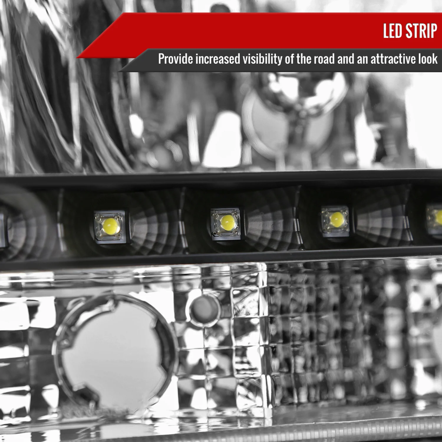 1997-2004 Dodge Dakota/ 1998-2003 Durango LED Factory Crystal Headlights Black - Image 4