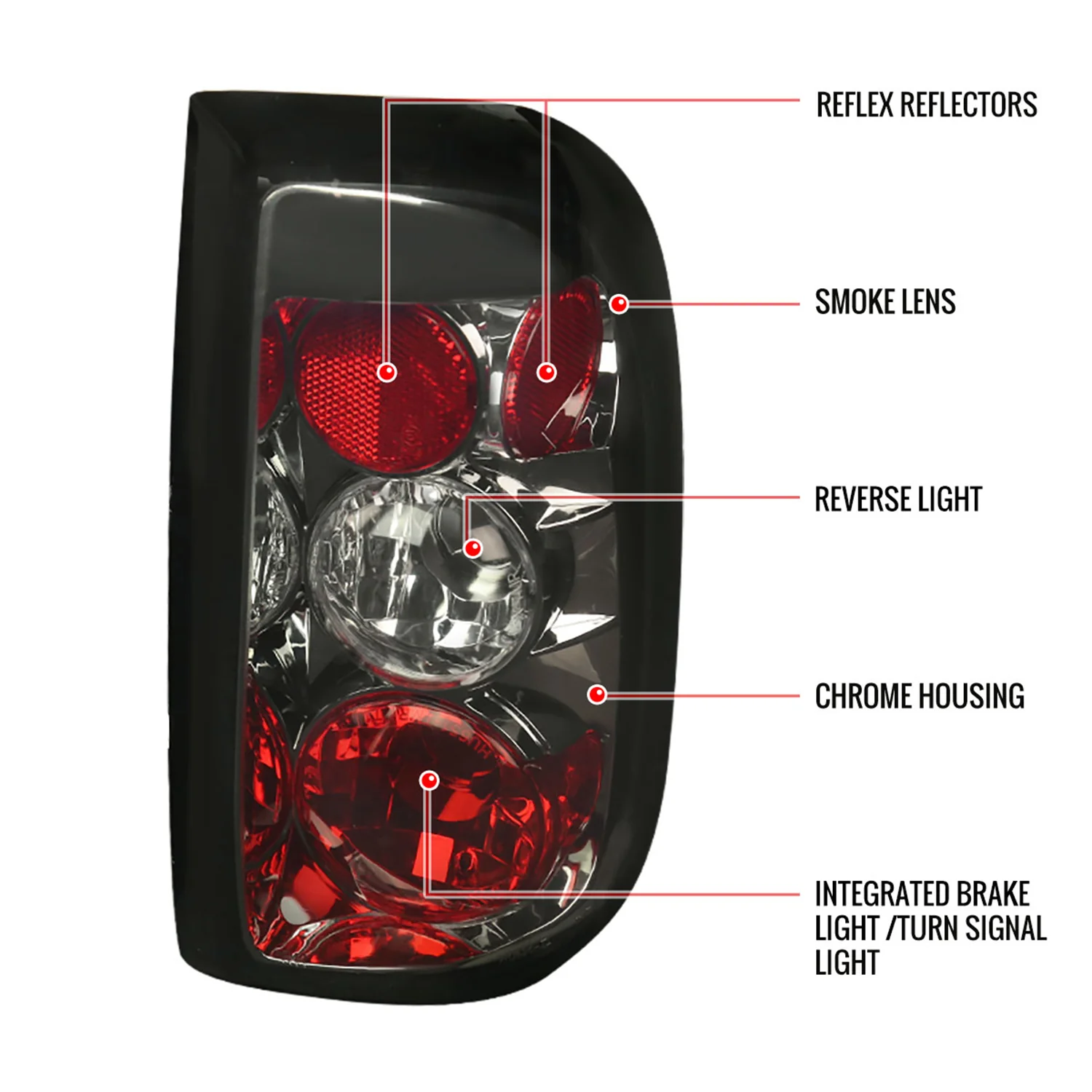 1997-2004 Dodge Dakota Tail Lights Chrome Housing/Smoke Lens - Image 9