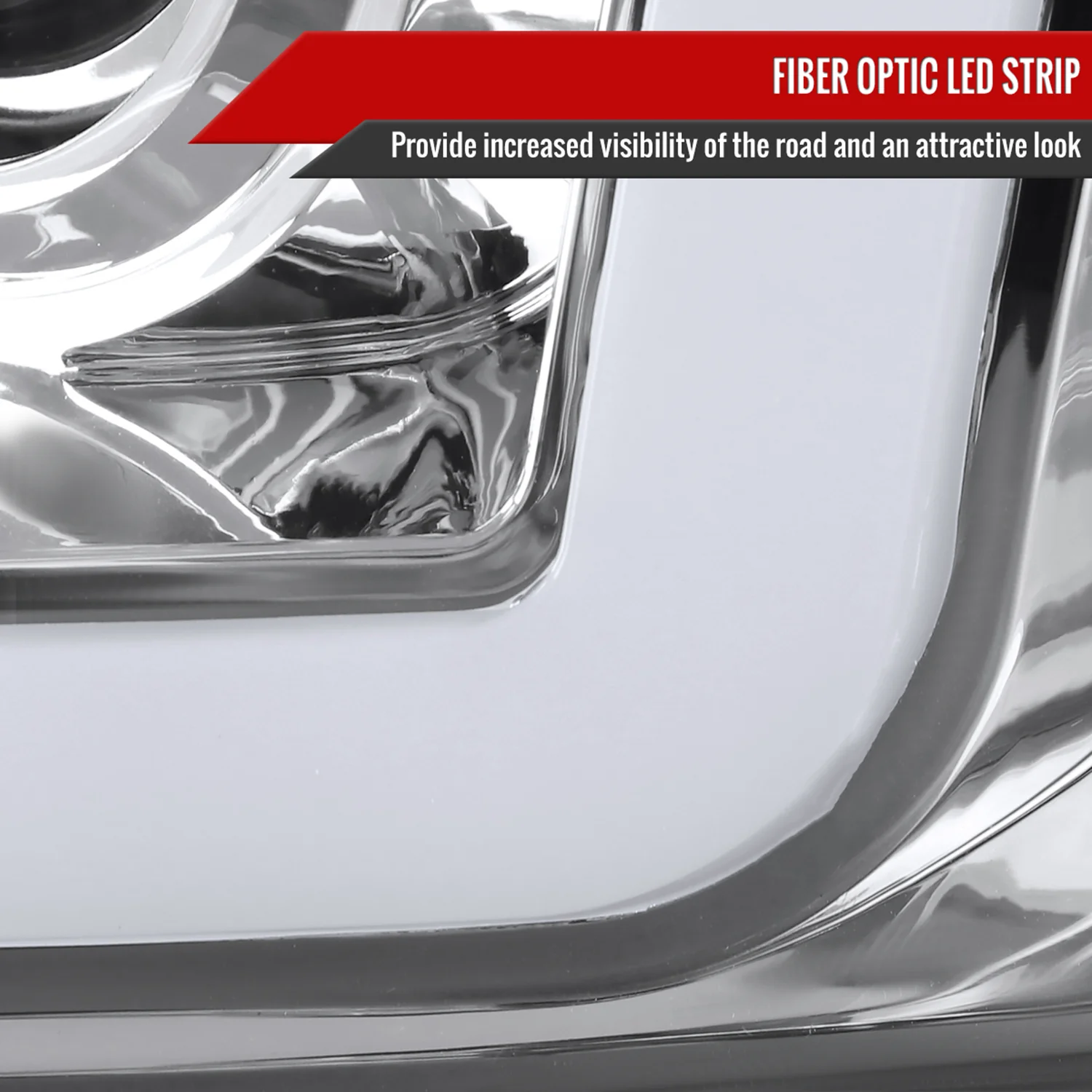 1997-2004 Ford F-150 / 97-2002 Expedition LED C-Bar Projector Headlights Chrome - Image 6